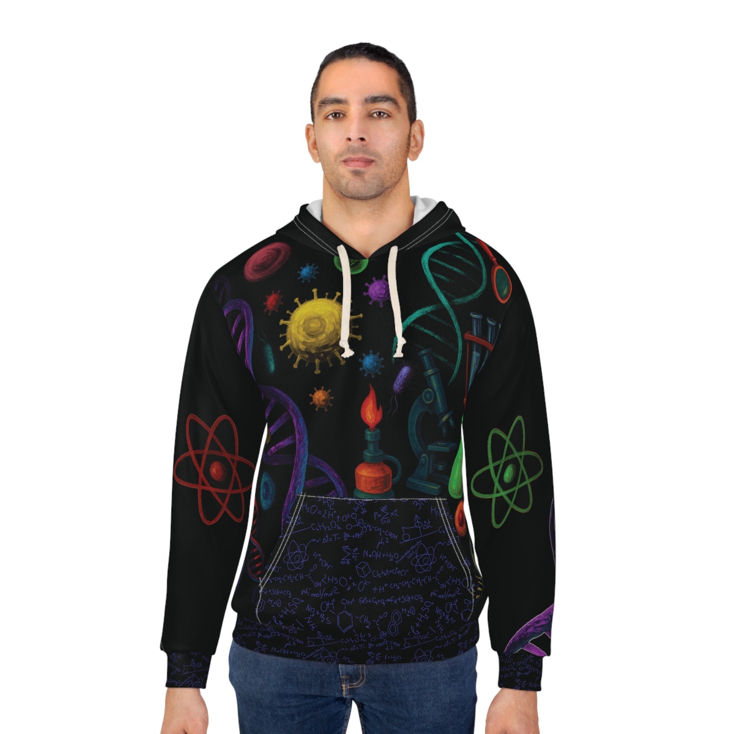 Artistic DNA Science Theme Unisex Pullover Hoodie, Ideal for Science Lovers, Gifts for Students - ALL Over Print
