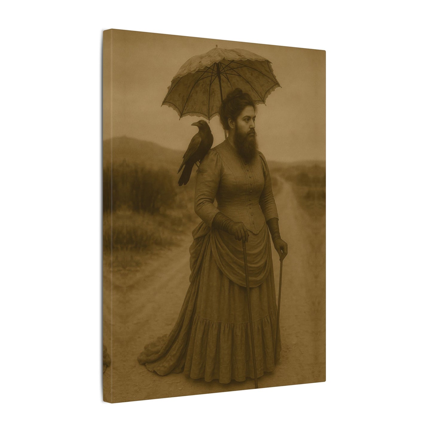 Bearded Lady with Crow β Matte Canvas Print (Gallery-Wrapped) 0.75"