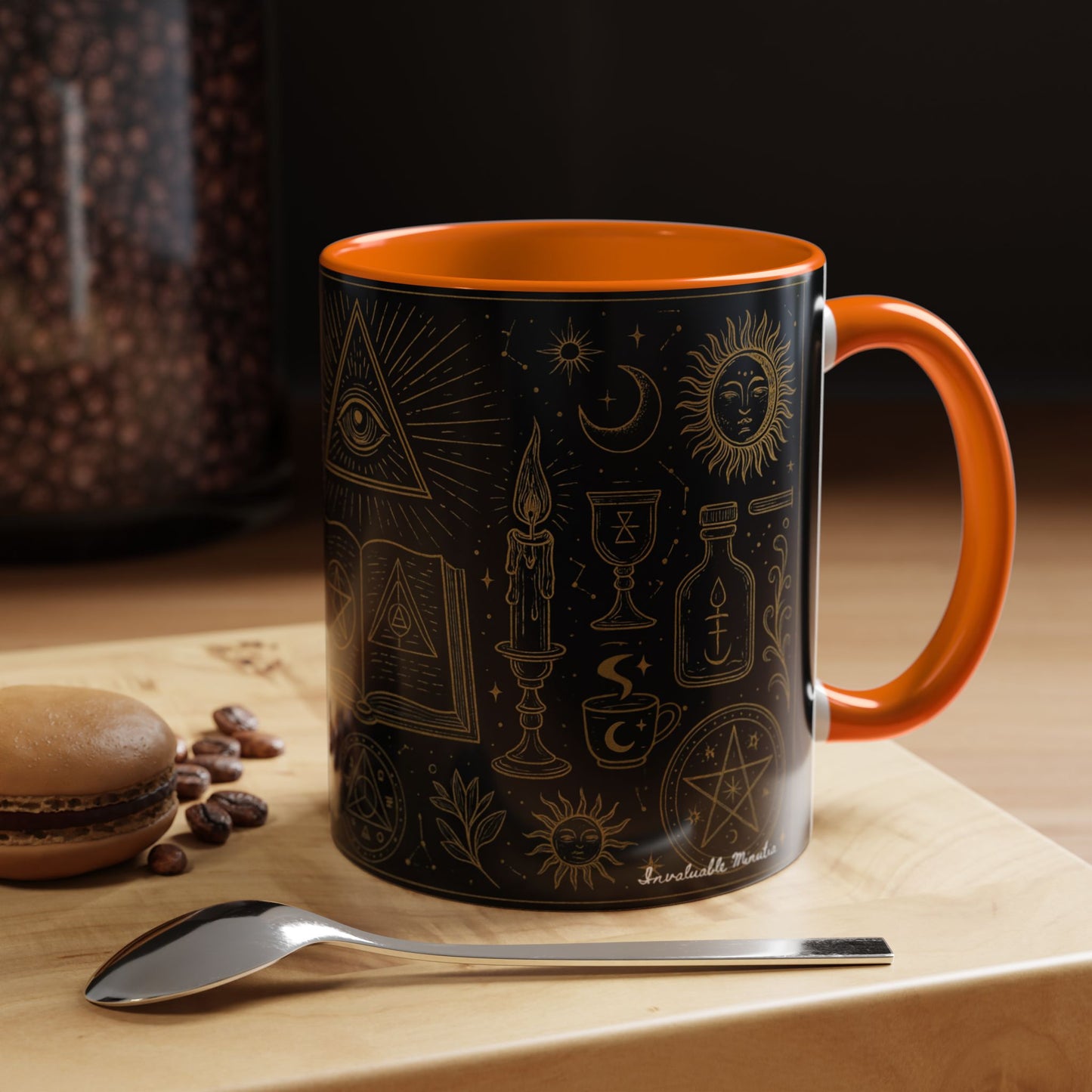 Witchy Aesthetic Coffee Mug โ 15oz Black & Purple Ceramic with Occult Symbols โ Goth Kitchen Decor, Halloween Gift Idea - 11oz/15oz
