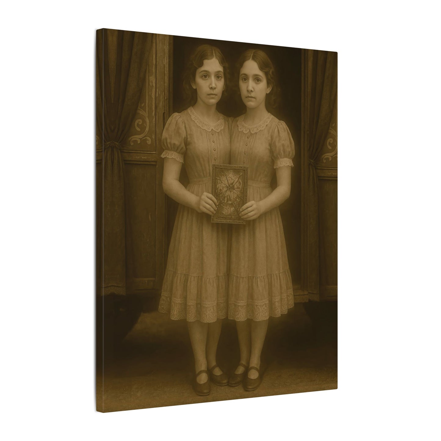 Conjoined Twins – Matte Canvas Print (Gallery-Wrapped) 0.75" – Vintage Circus-Inspired Canvas Wall Art