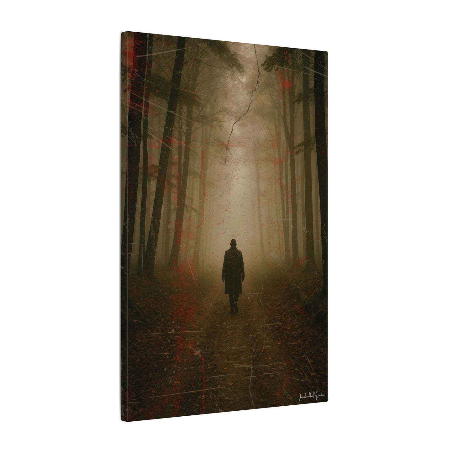 Vertical Foggy Forest Canvas Print – 'The Wanderer' | Moody Wall Art, Atmospheric Decor, Gothic Forestcore Vibes