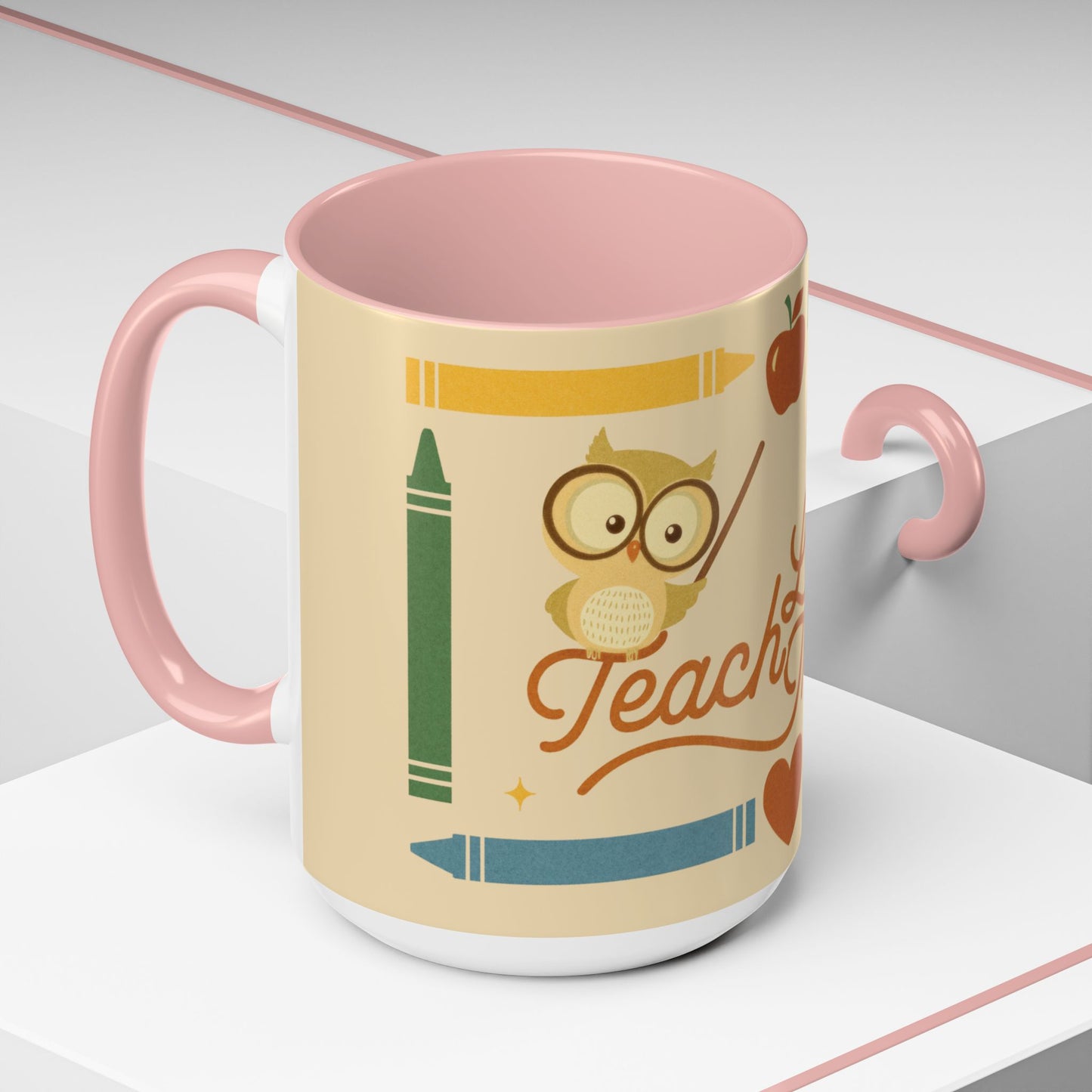 Teach Love Inspire Color Accent Mug (11oz/15oz) – Teacher Gift • Back to School • Durable Ceramic, Dishwasher & Microwave Safe