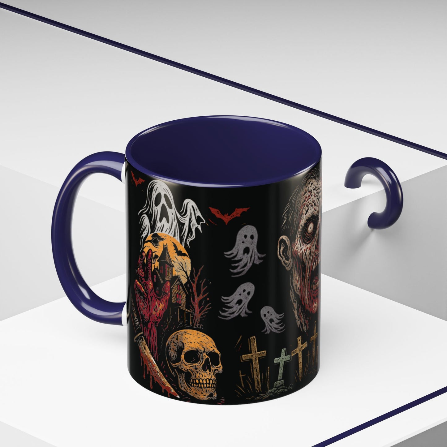 Horror Coffee Mug – Zombie Graveyard Halloween Design – 11oz & 15oz Ceramic – Creepy Goth Kitchen Decor