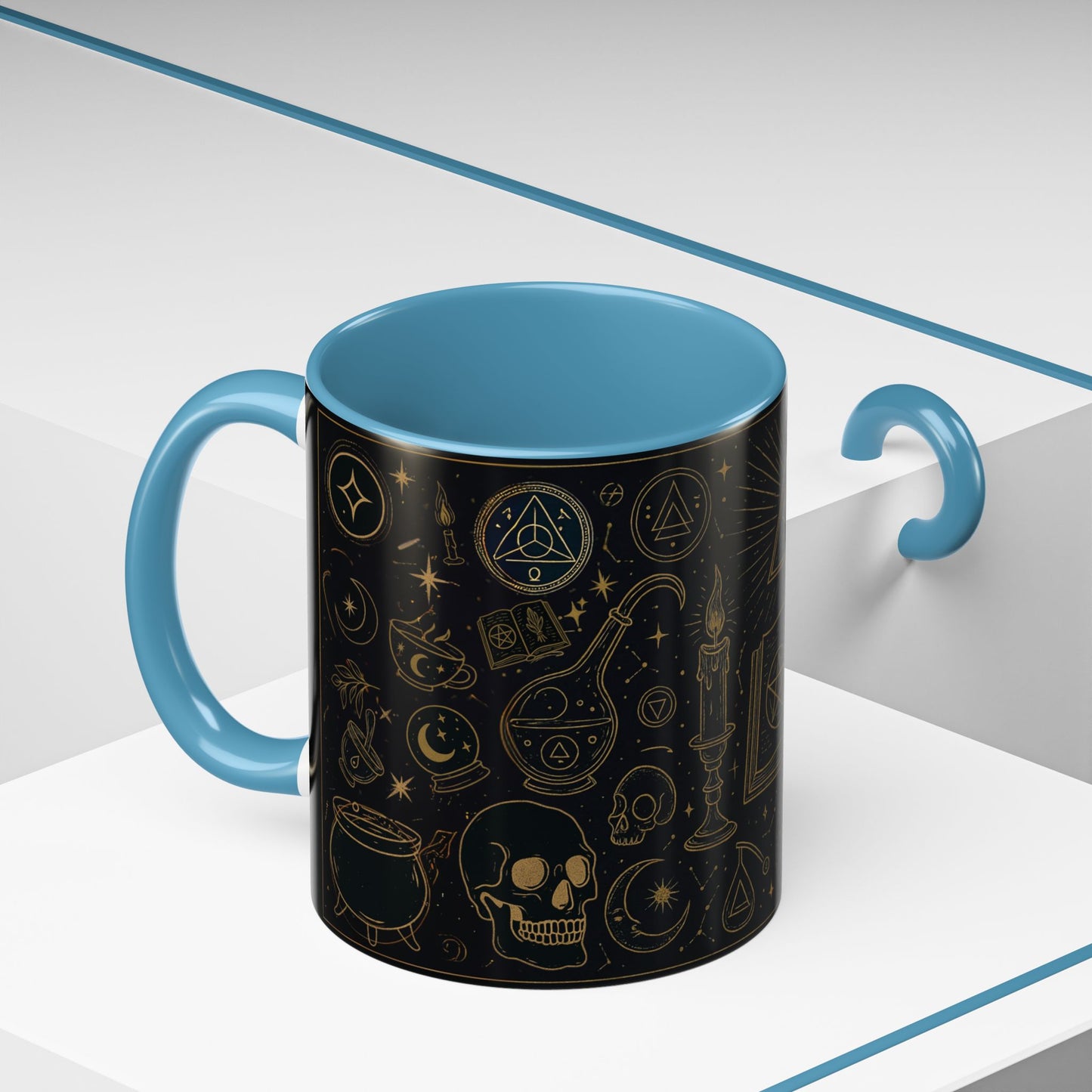 Witchy Aesthetic Coffee Mug โ 15oz Black & Purple Ceramic with Occult Symbols โ Goth Kitchen Decor, Halloween Gift Idea - 11oz/15oz