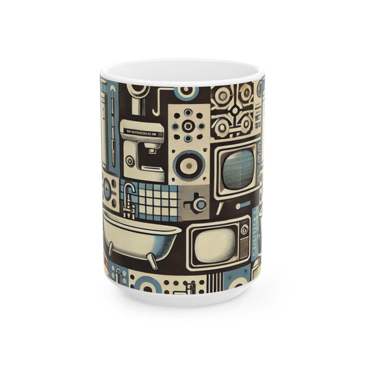 Taza de café personalizada minimalista abstracta de estilo retro – Acabado brillante de alta calidad – 325 ml y 433 ml