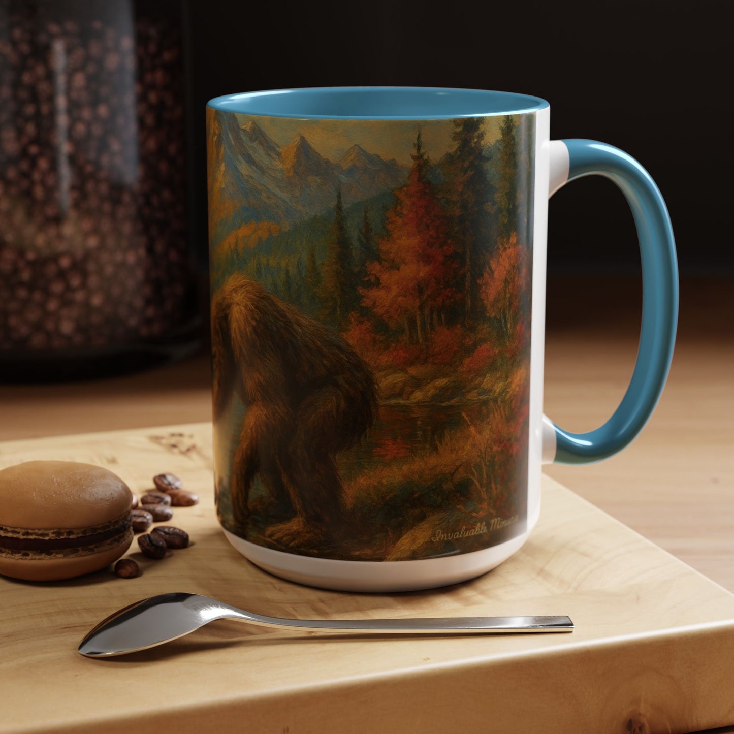 Bigfoot River Scene Mug | Autumn Wilderness Accent Coffee Mug (11oz/15oz)