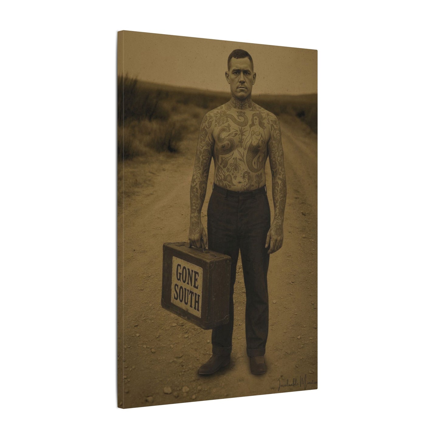 The Tattooed Man – Matte Canvas Print (Gallery-Wrapped) 0.75" – Vintage Circus-Inspired Canvas Wall Art