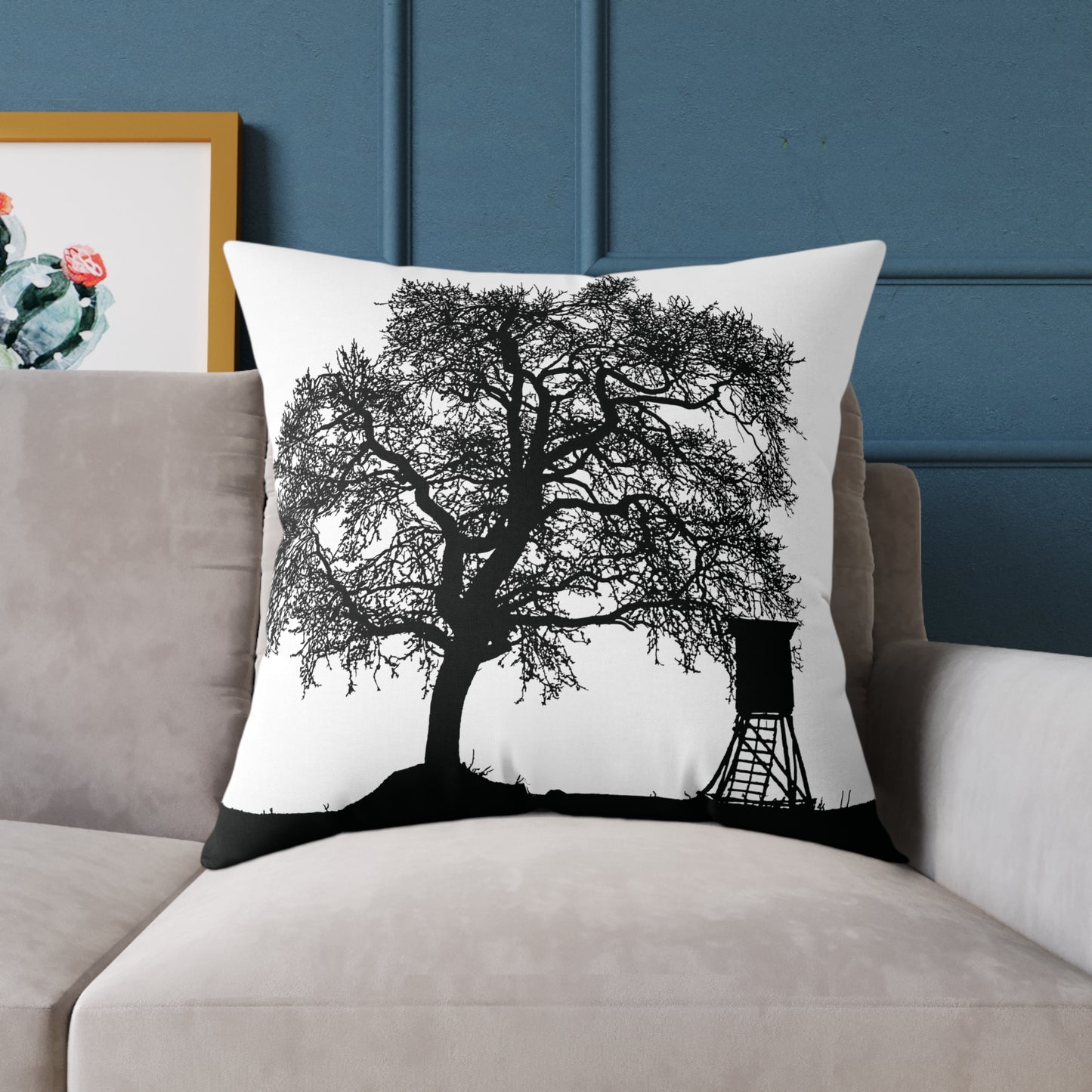 Lone Tree & Water Tower Silhouette Throw Pillow β Dark Countrycore Accent for Moody Spaces Home Decor Throw Pillows