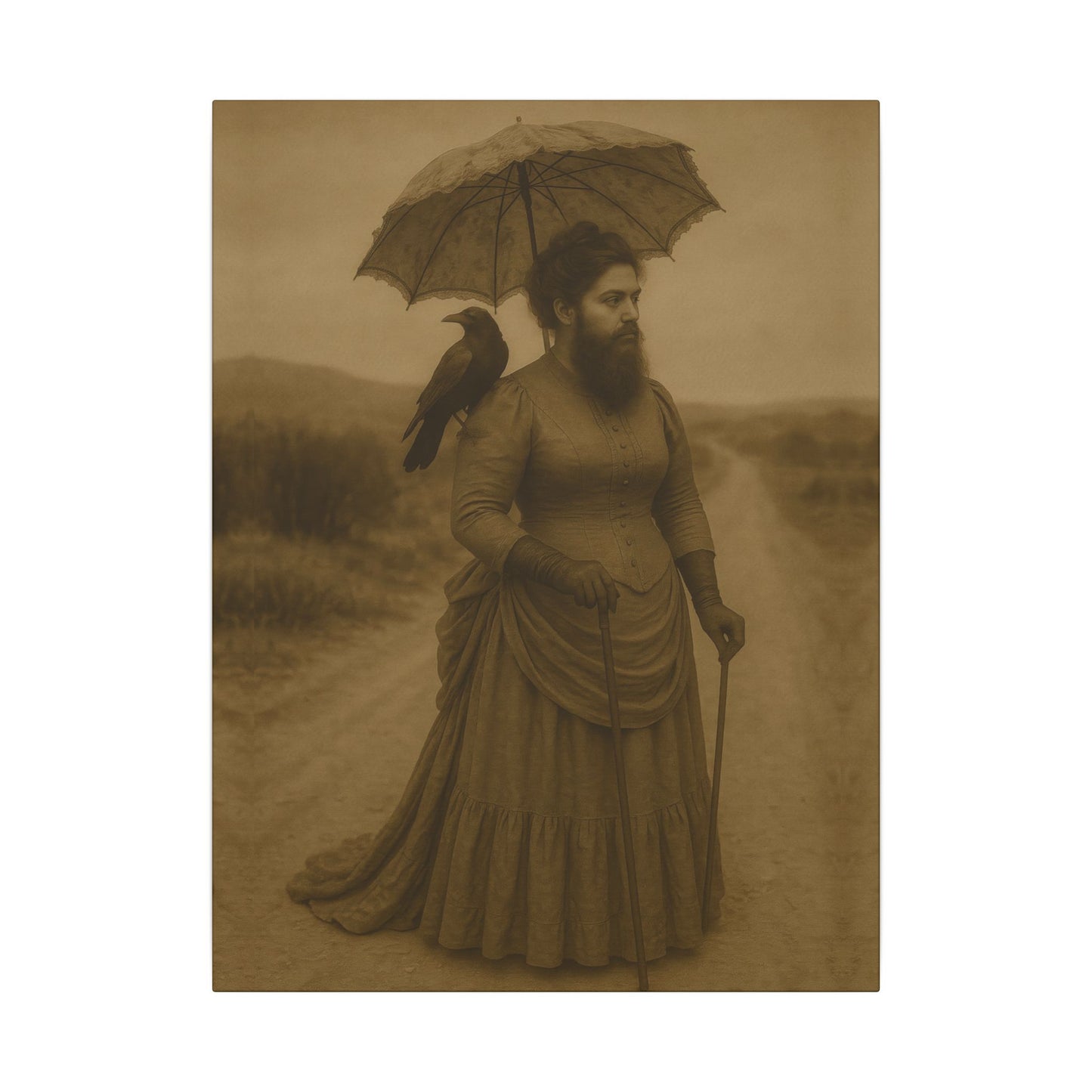 Bearded Lady with Crow β Matte Canvas Print (Gallery-Wrapped) 0.75"