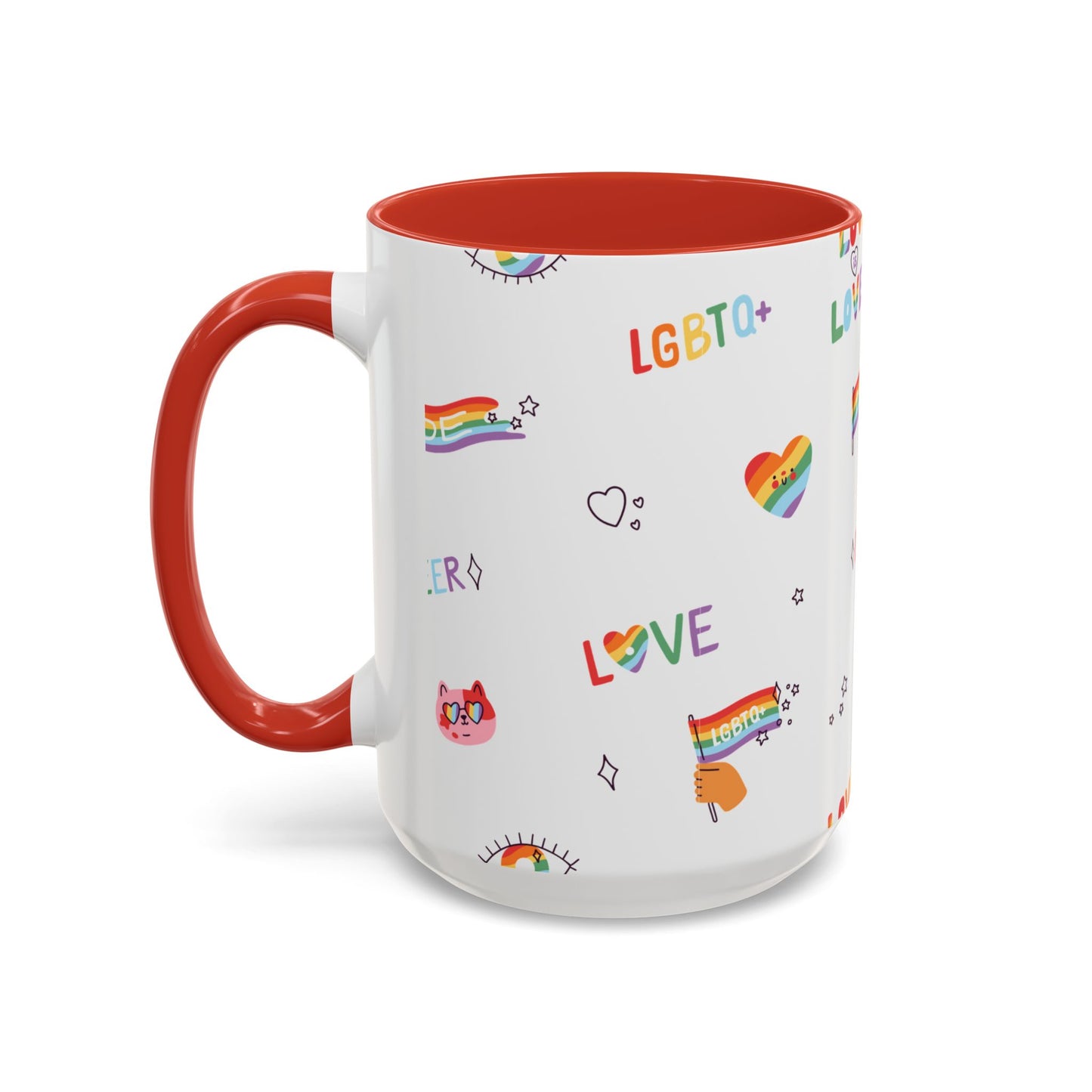 Minimalist Pride Accent Mug | LGBTQ+ Love Ceramic Cup | 11oz & 15oz