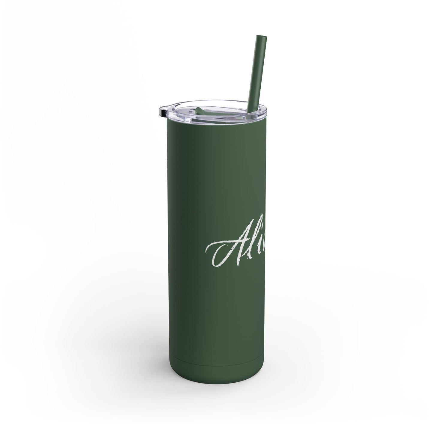 “Alive-ish” Matte Tumbler – 20oz Maars Skinny Tumbler with Straw | Chalk Script Hydration Statement