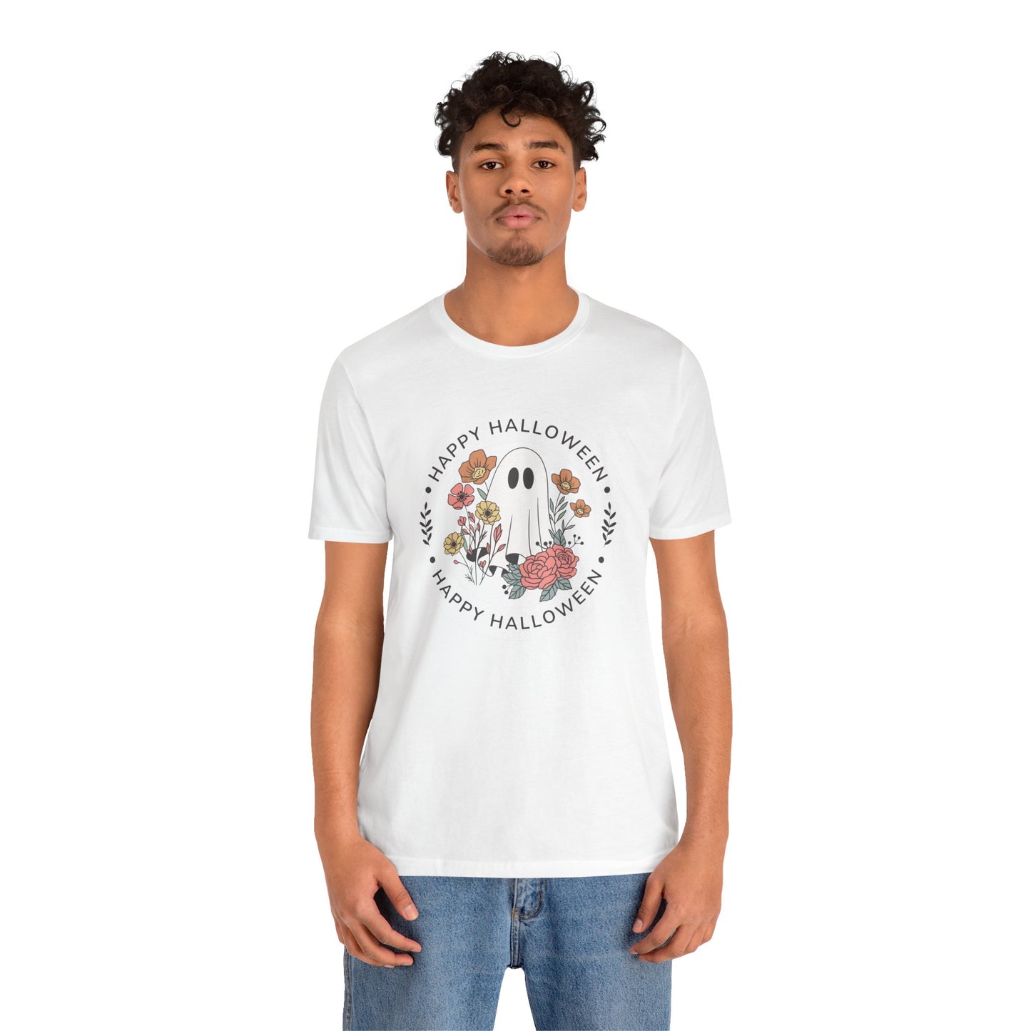 Happy Halloween Floral Ghost Tee – Bella+Canvas 3001