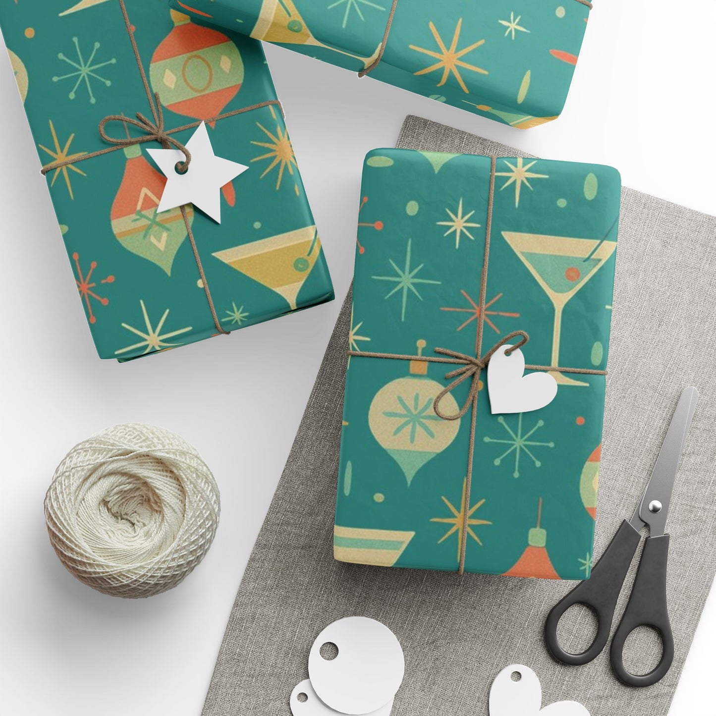 Atomic Christmas Cocktail – Mid-Century Holiday Wrapping Paper, Retro Martini Gift Wrap, 30" Roll (Matte/Gloss)