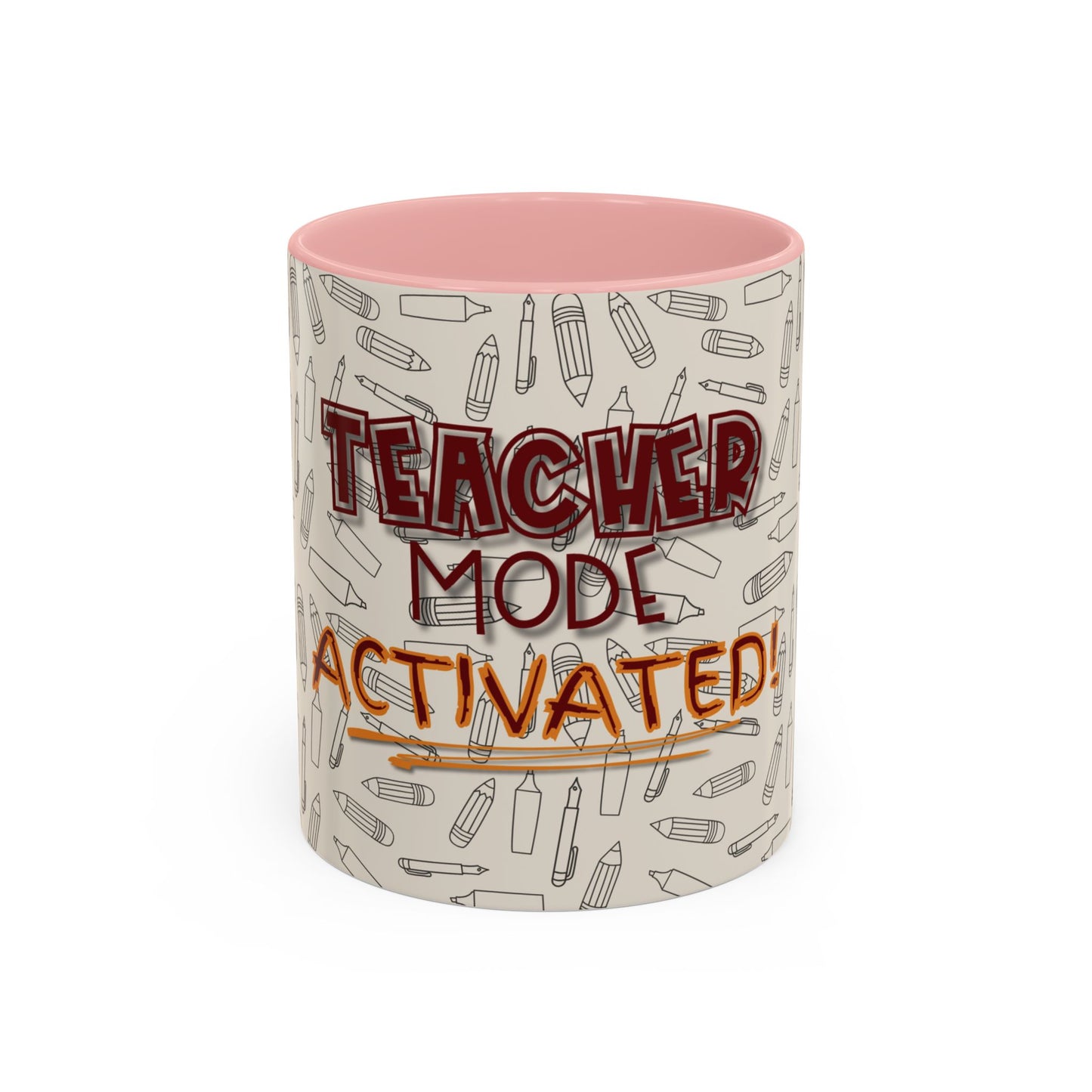 Funny Teacher Coffee Mug – Back to School Gift – “Teacher Mode Activated” – Color Accent 11oz 15oz – Classroom Decor – Durable Ceramic – Education Life