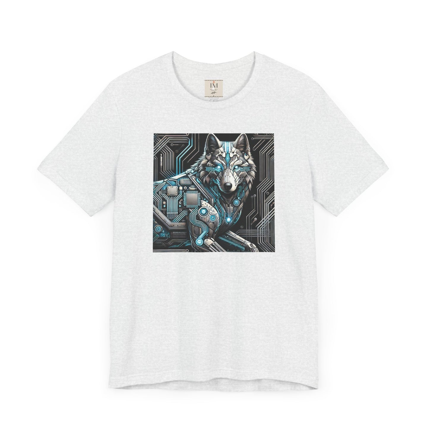 Tech Cyber Wolf Unisex Jersey Tee - Futuristic Animal Print Animal T-Shirt