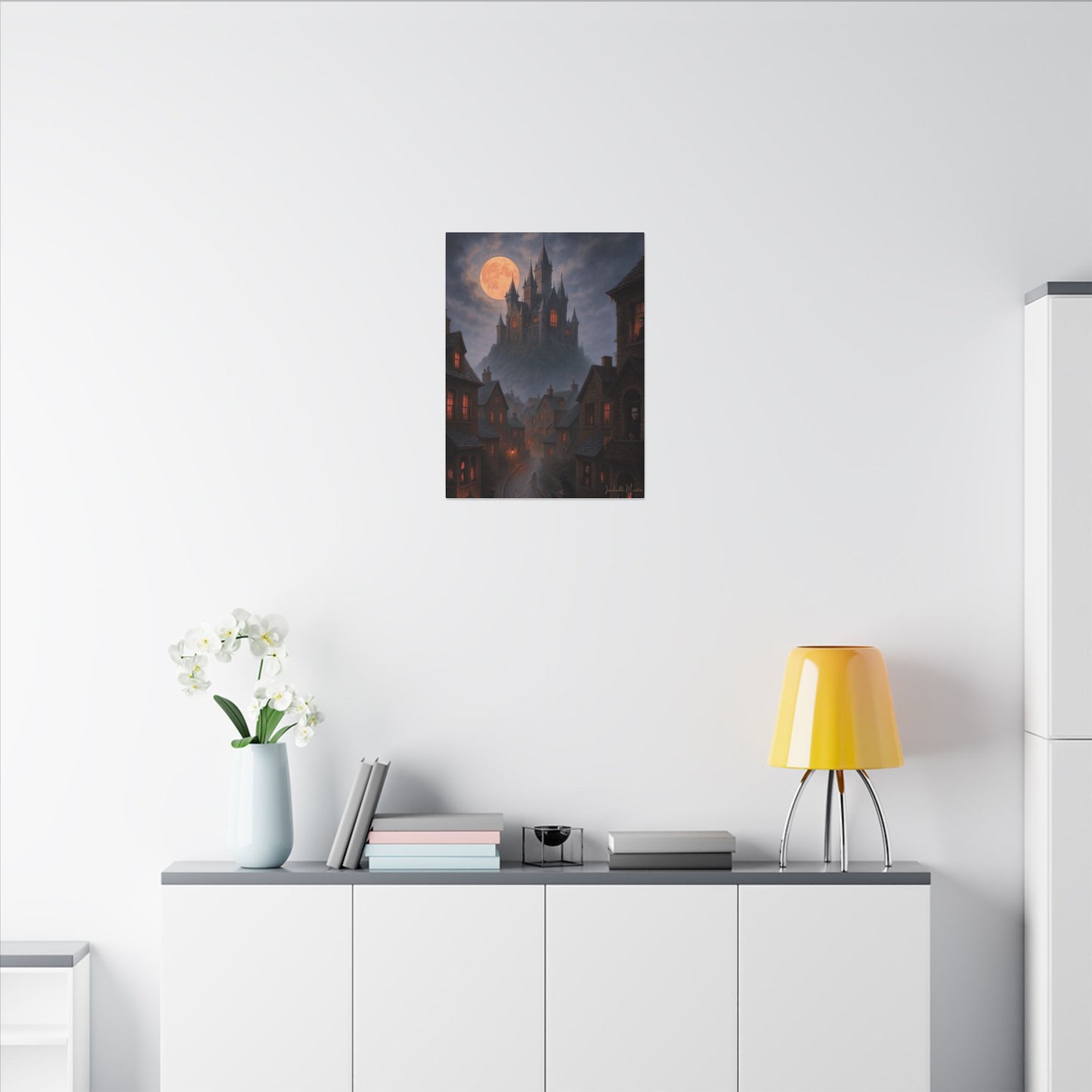 Haunted Hilltop Castle Canvas Print – Gothic Halloween Wall Art for Spooky Season Decor