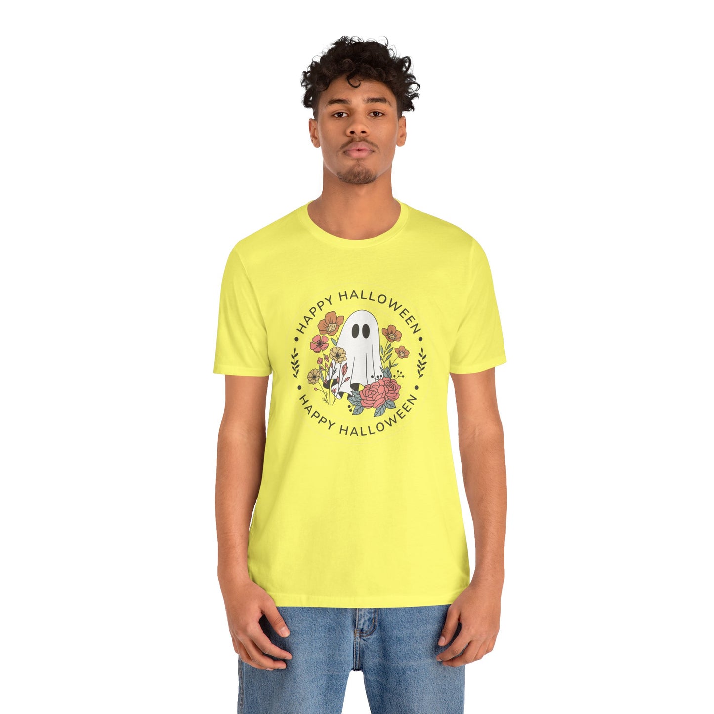 Happy Halloween Floral Ghost Tee – Bella+Canvas 3001