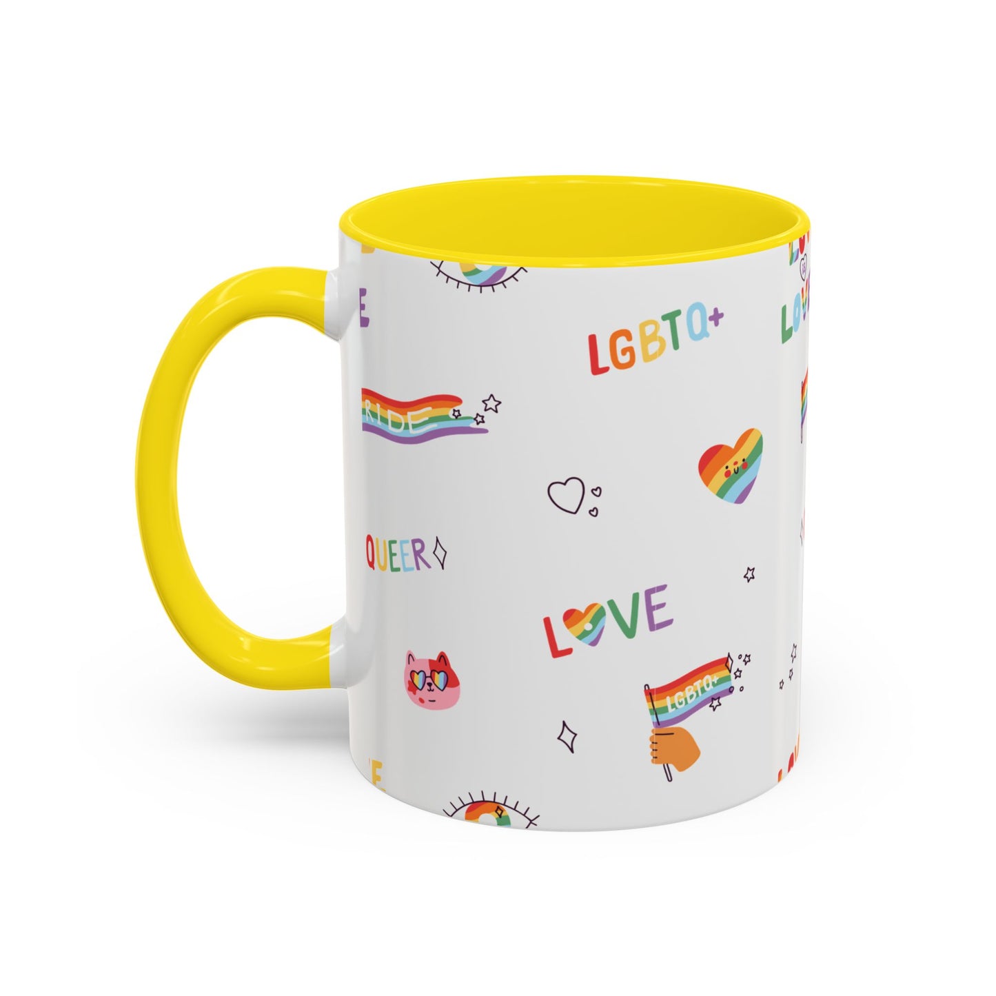 Minimalist Pride Accent Mug | LGBTQ+ Love Ceramic Cup | 11oz & 15oz