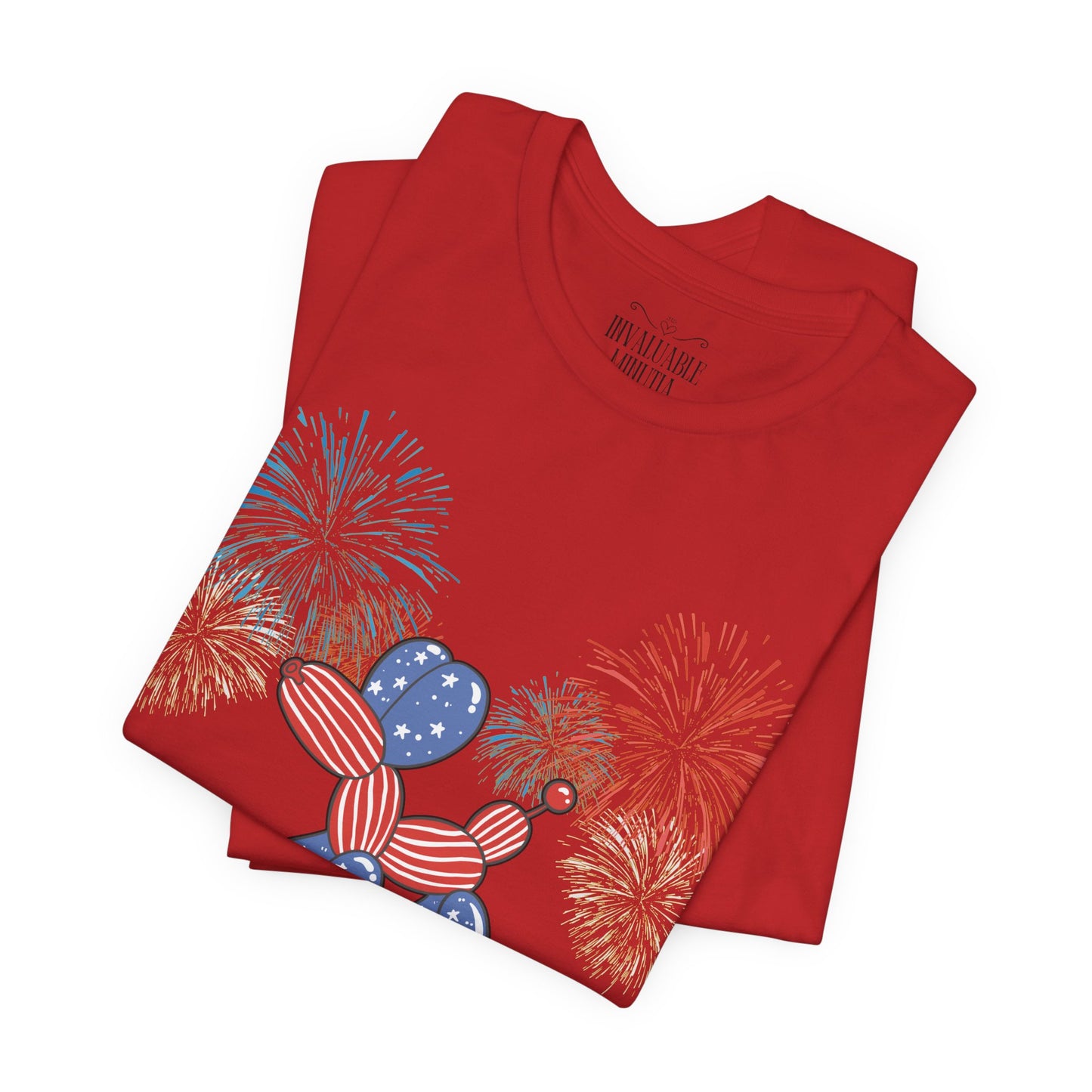 Patriotic Balloon Animal Tee, Fourth of July Shirt, Independence Day Apparel, Fireworks Unisex T-shirt, Bella + Canvas