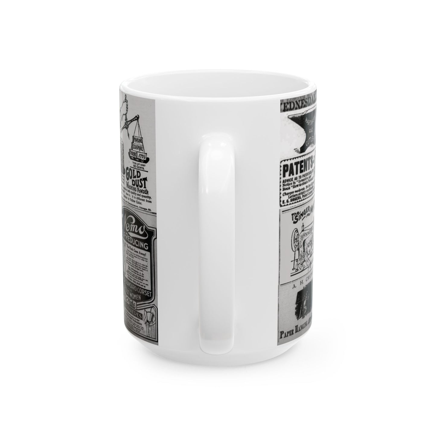 Occult Americana Coffee Tea Mug | 1800s Vintage Newspaper Ad Collage Ceramic Mug - 11oz and 15oz