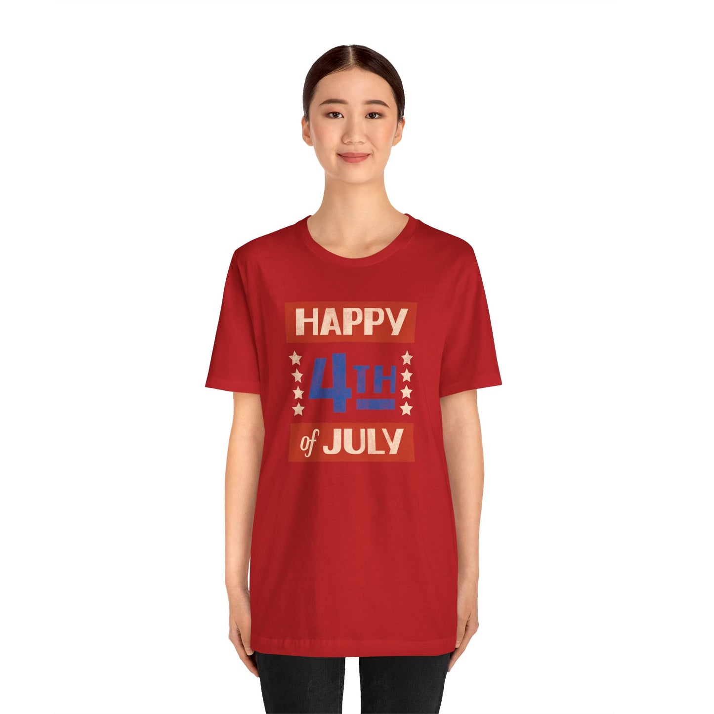 Happy 4th / Land of the Free Tee – Dual-Sided Print – Unisex Bella + Canvas Jersey T-Shirt