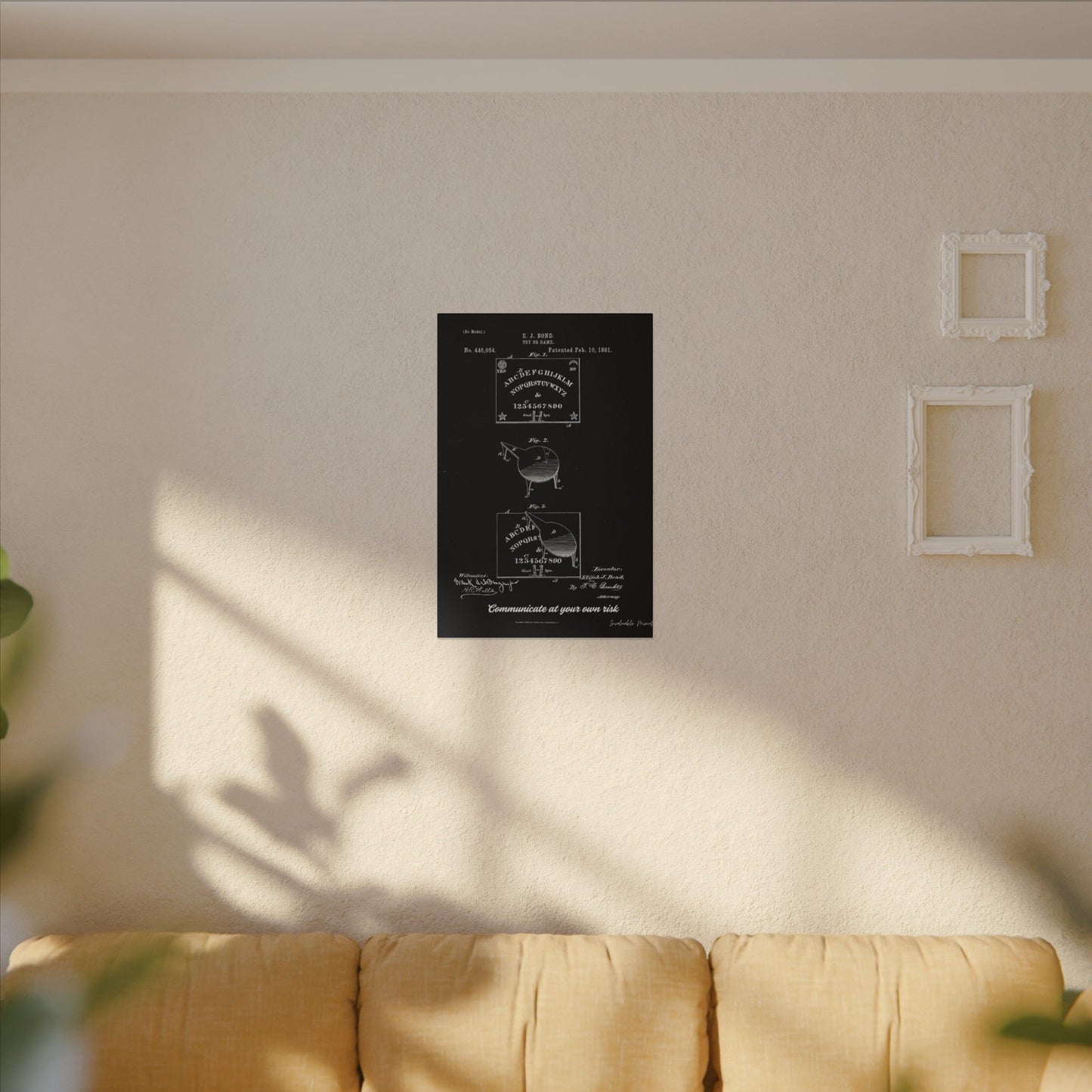 Ouija Board Patent Print (1891) – Gothic Spirit Board Canvas Wall Art
