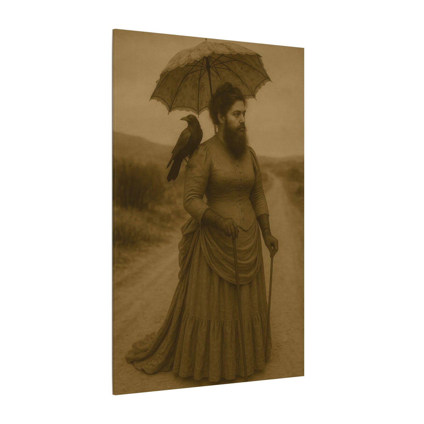 Bearded Lady with Crow β Matte Canvas Print (Gallery-Wrapped) 0.75"