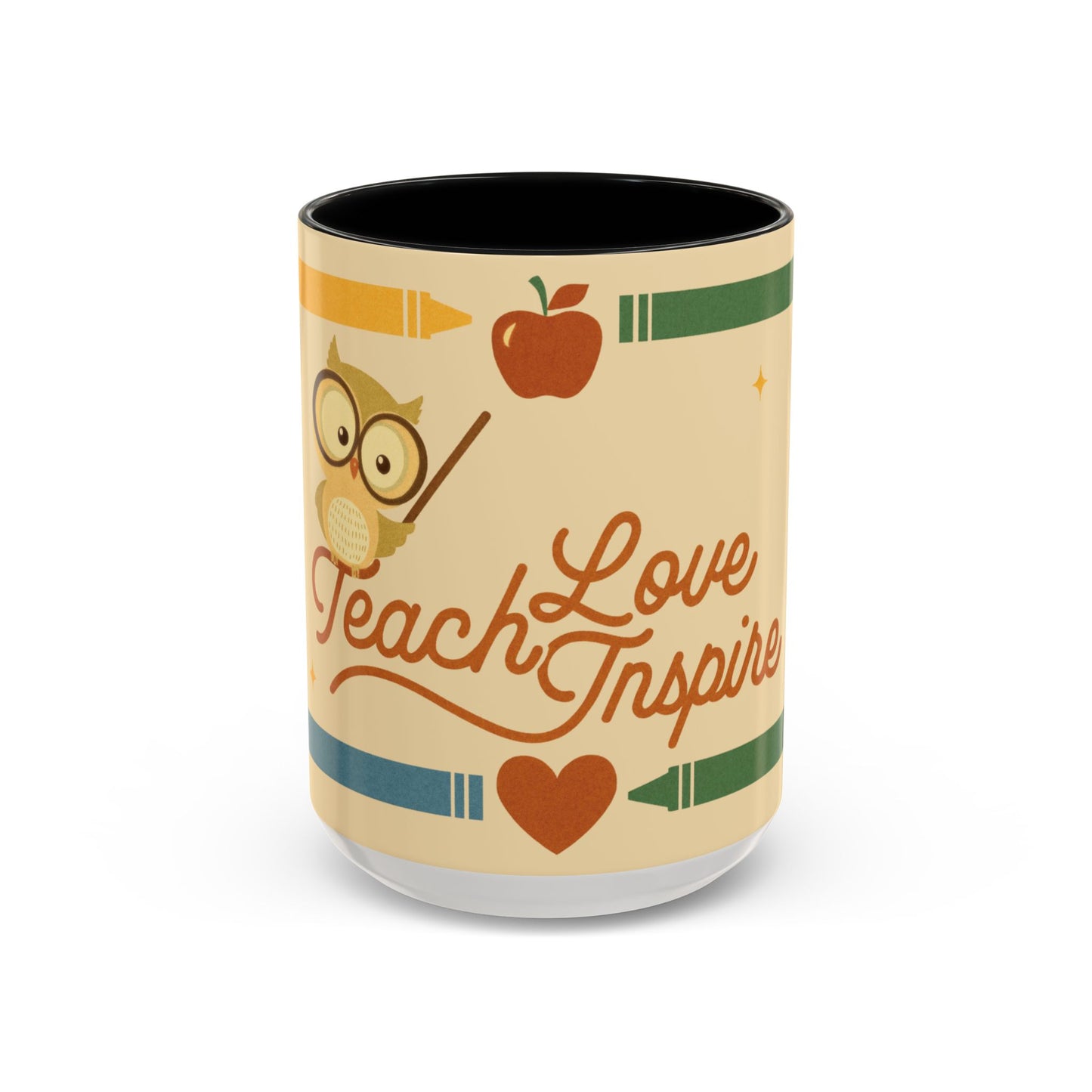 Teach Love Inspire Color Accent Mug (11oz/15oz) – Teacher Gift • Back to School • Durable Ceramic, Dishwasher & Microwave Safe