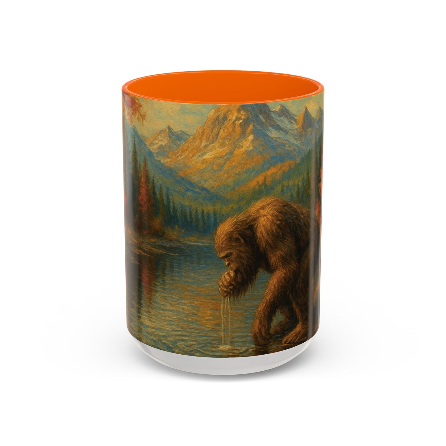 Bigfoot River Scene Mug | Autumn Wilderness Accent Coffee Mug (11oz/15oz)