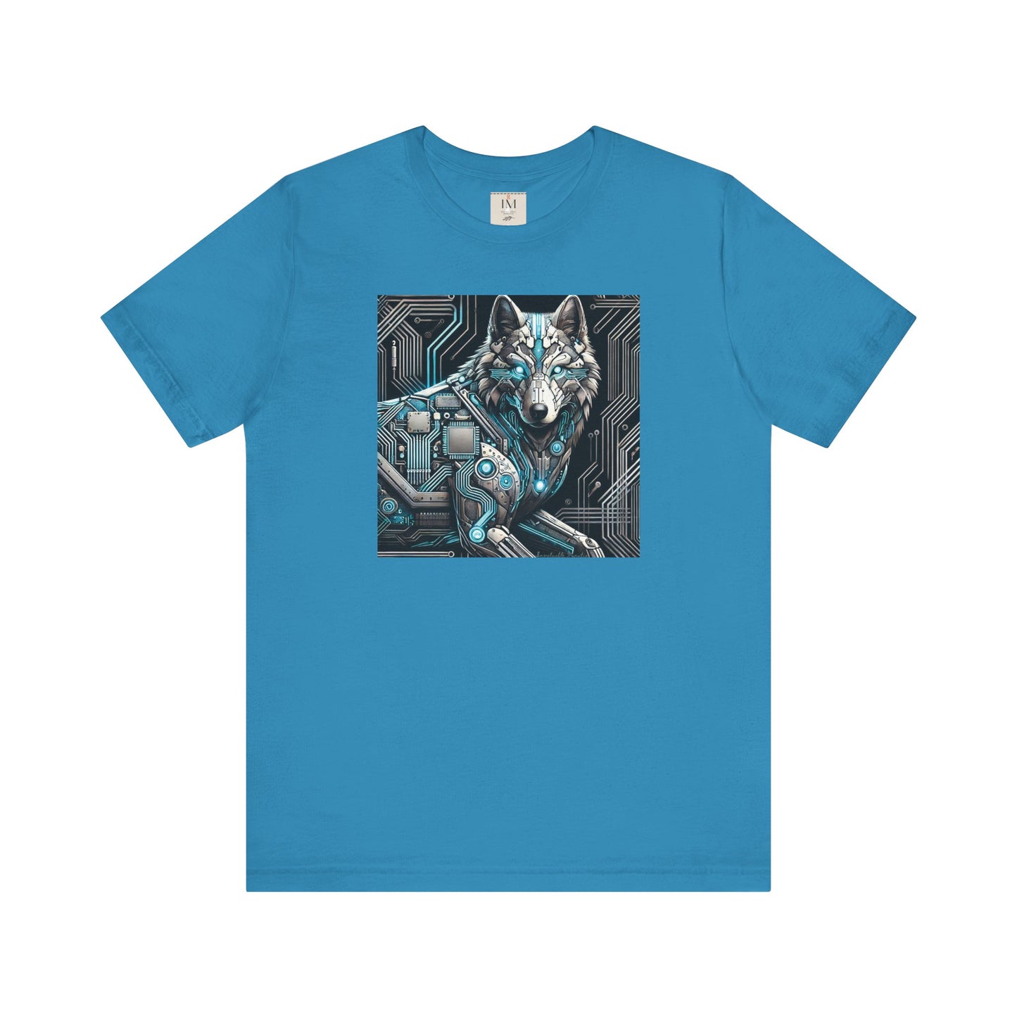 Tech Cyber Wolf Unisex Jersey Tee - Futuristic Animal Print Animal T-Shirt
