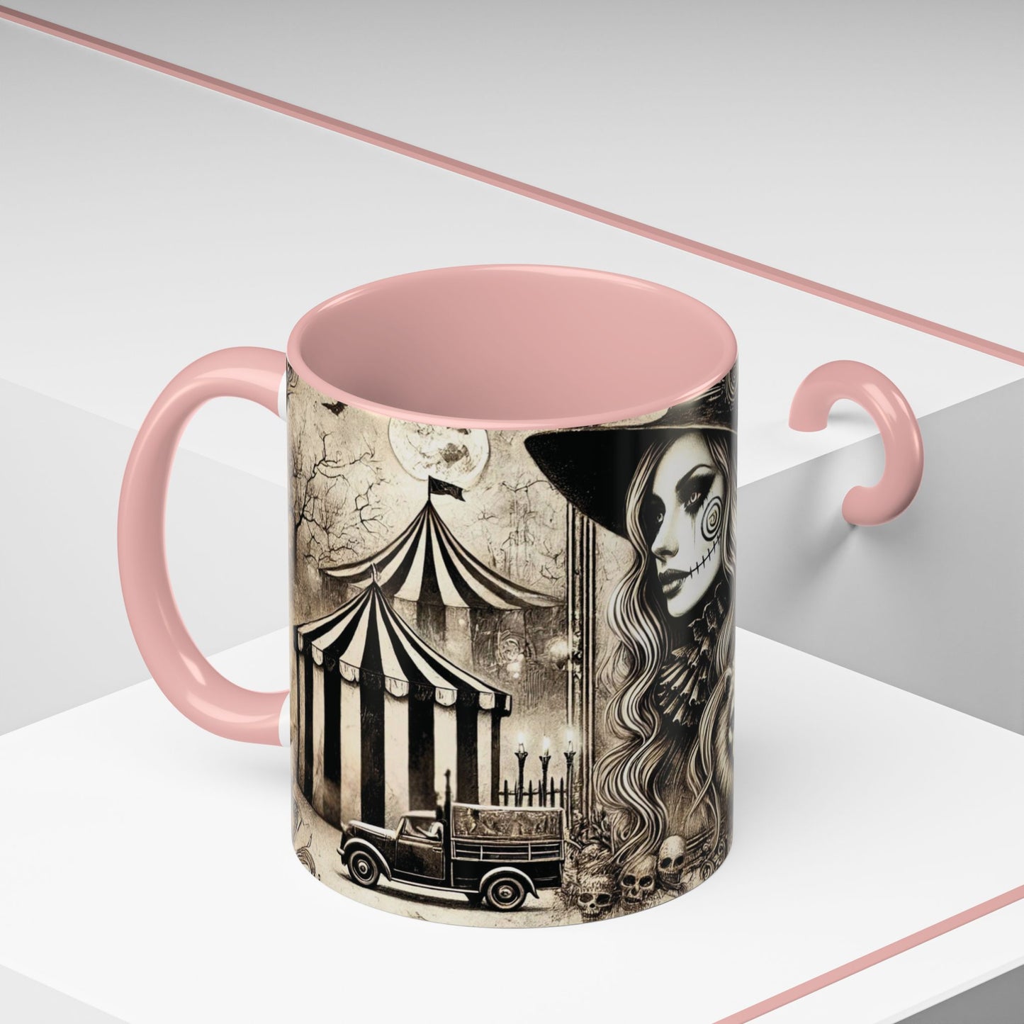Creepy Circus Witch Mug | Vintage Halloween Accent Coffee Mug (11oz/15oz)