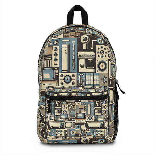 Retro Revival Minimalistisk AOP Ryggsäck | Snygg och hållbar | Lätt | Perfekt för resor, skola och dagligt bruk