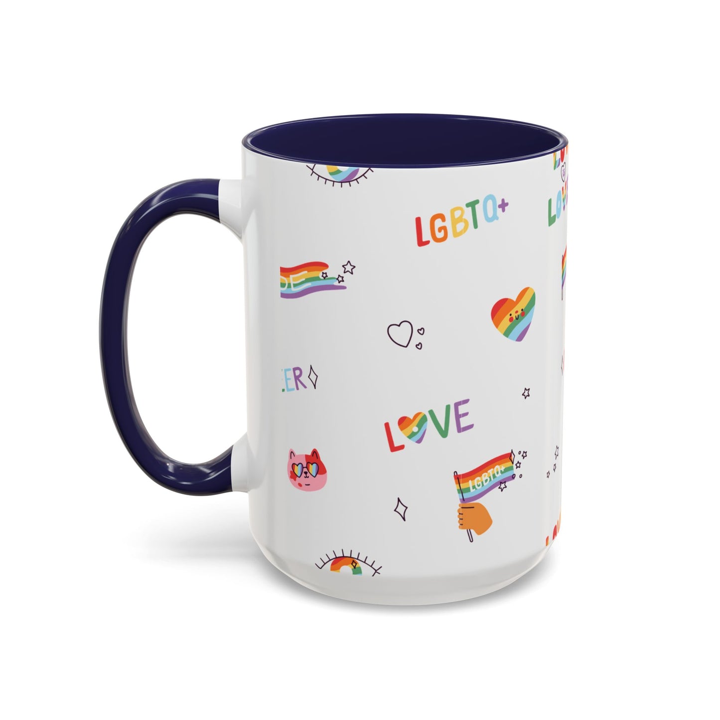 Minimalist Pride Accent Mug | LGBTQ+ Love Ceramic Cup | 11oz & 15oz