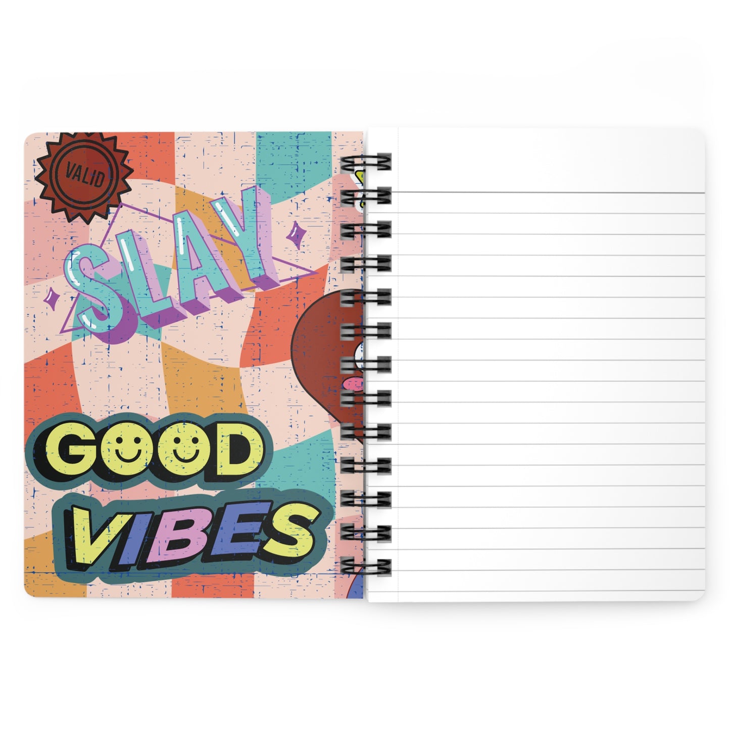 Spiral-Bound Journal Notebook Diary – “Good Vibes” Hardcover Gloss Notebook - Retro Vibes