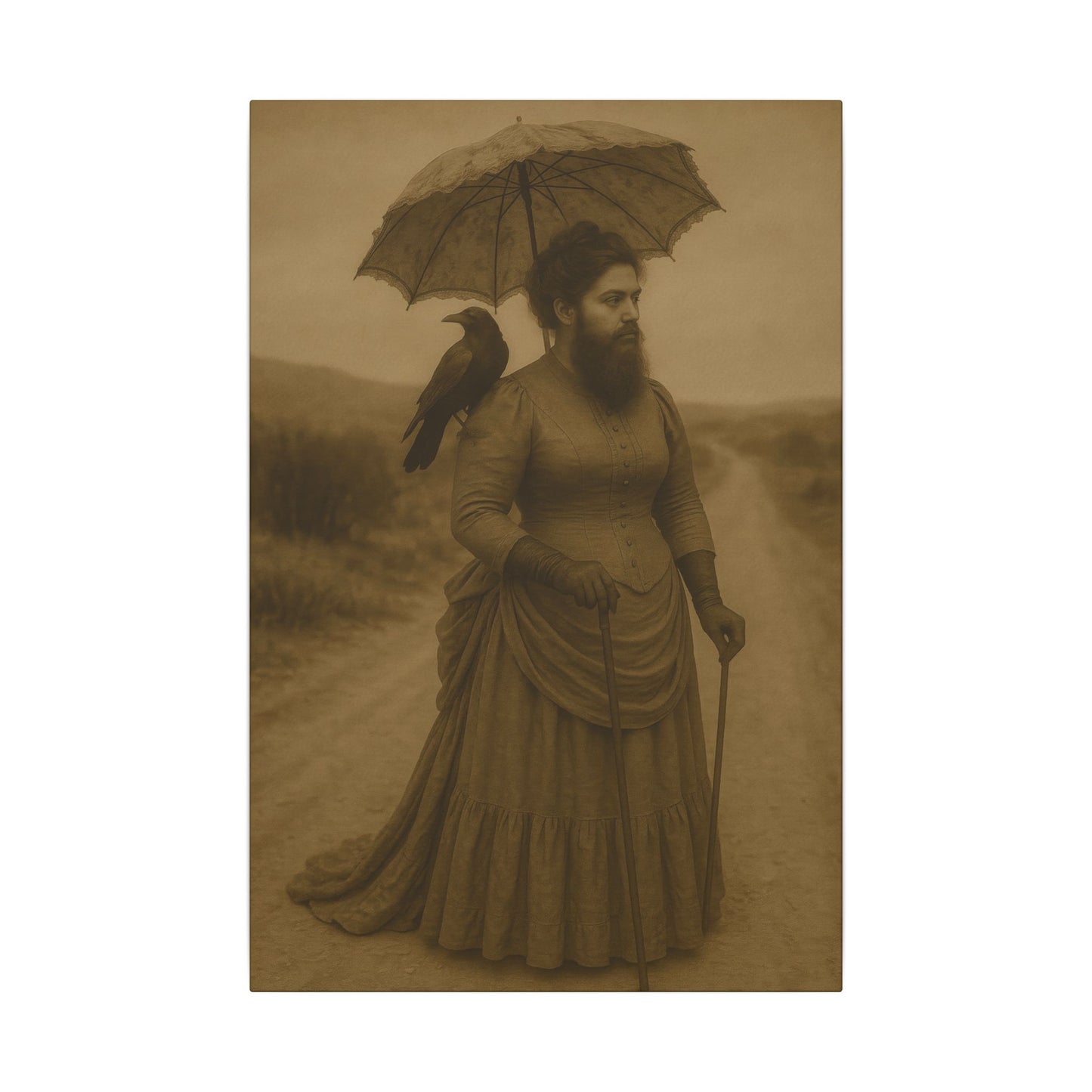 Bearded Lady with Crow β Matte Canvas Print (Gallery-Wrapped) 0.75"