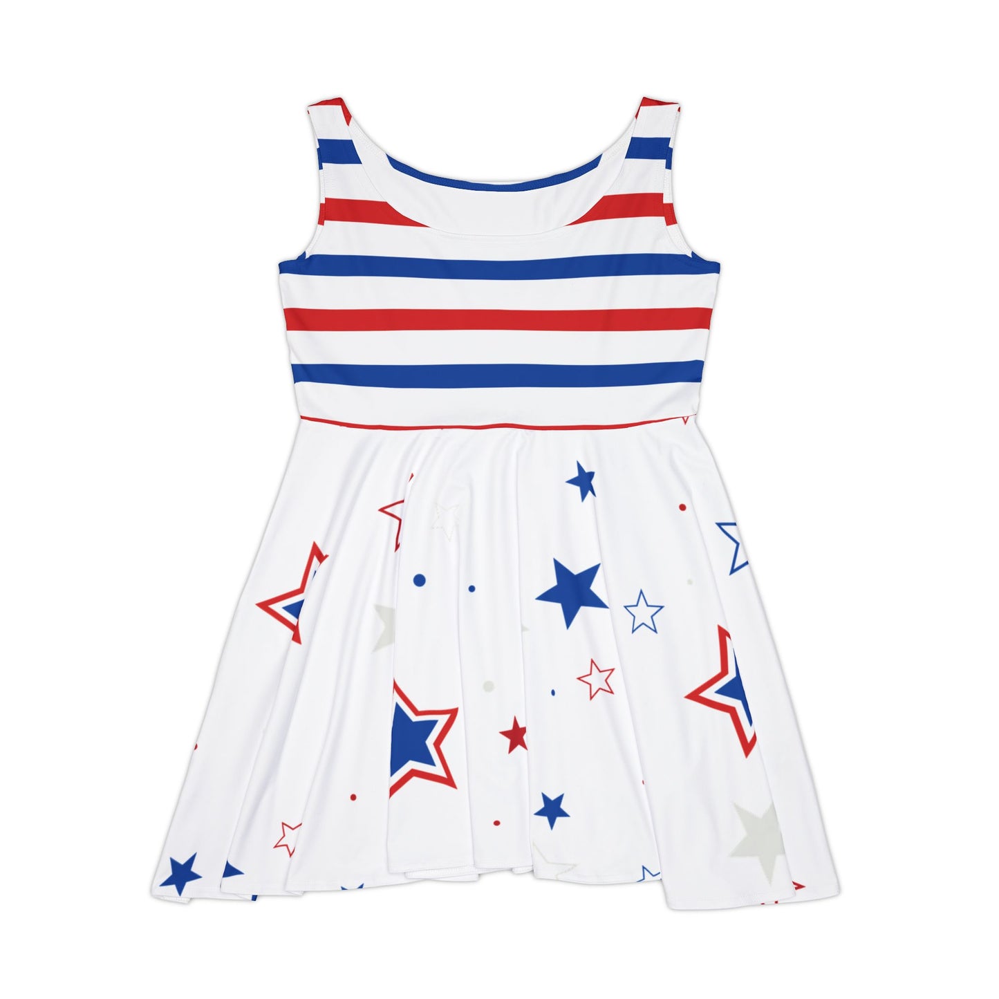 Patriotic Women's Skater Dress, Fourth of July Dress, Summer Casual Dress, Star Print Dress, Festive Outfit, Holiday Fashion