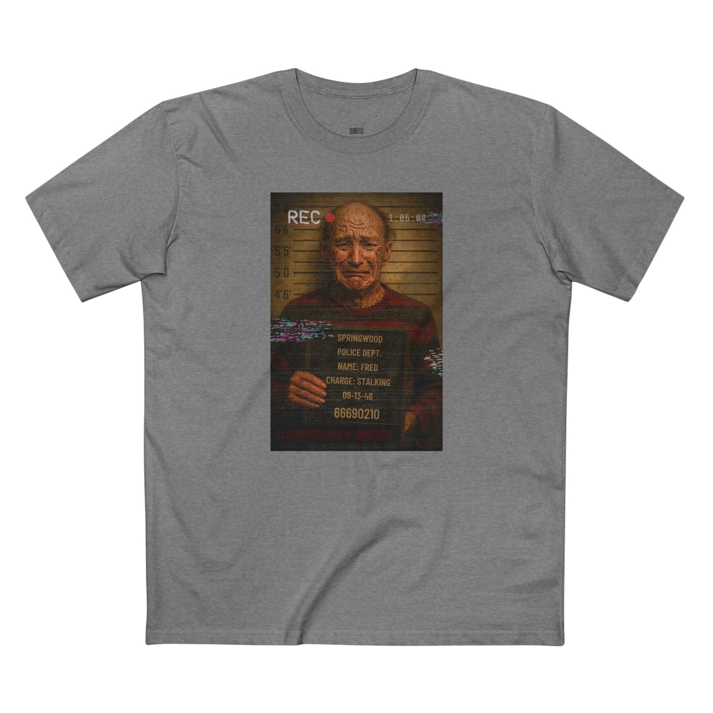 π₯ Freddy Mugshot Tee β Retro Slasher Horrorcore Premium T-Shirt (Unisex)
