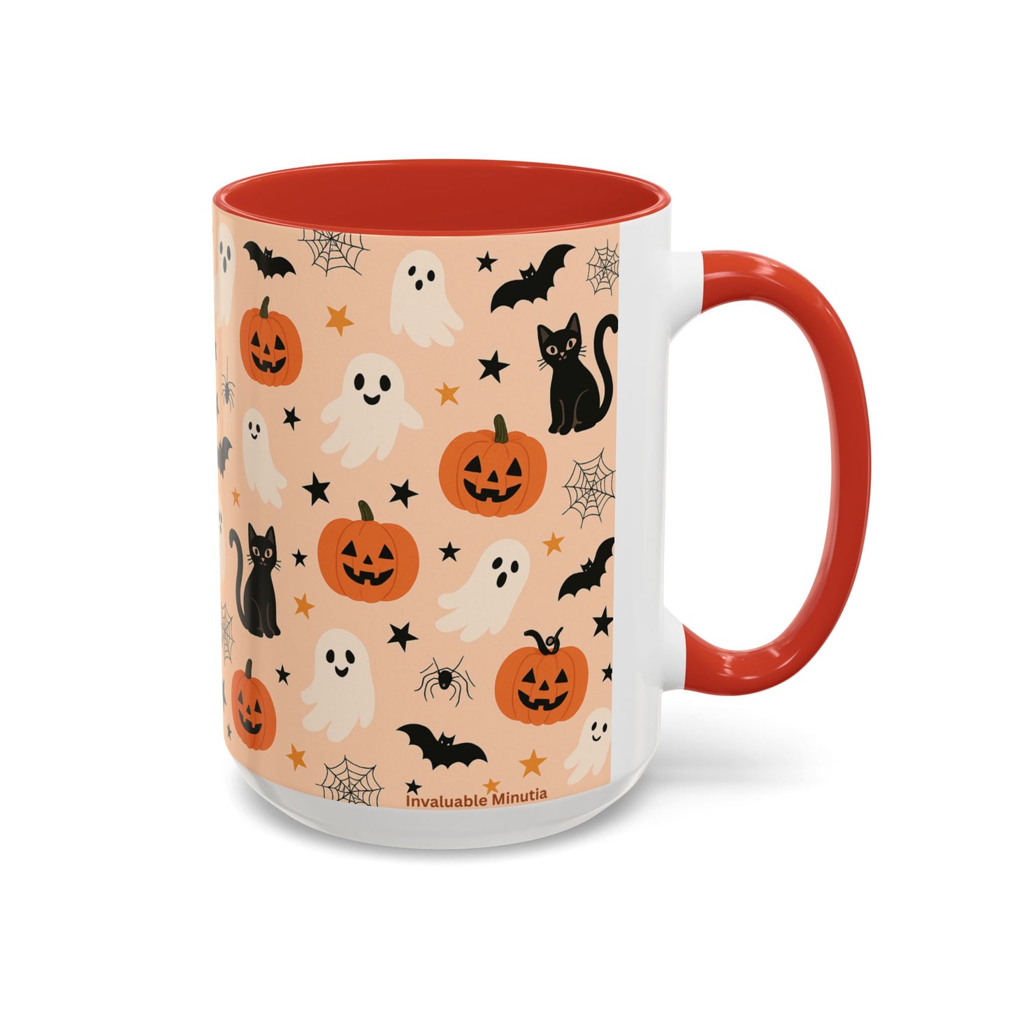 Halloween Color Accent Mug β Ghosts, Pumpkins & Black Cats, Fall Coffee Cup (11oz & 15oz) β Boutique Spooky Season Drinkware