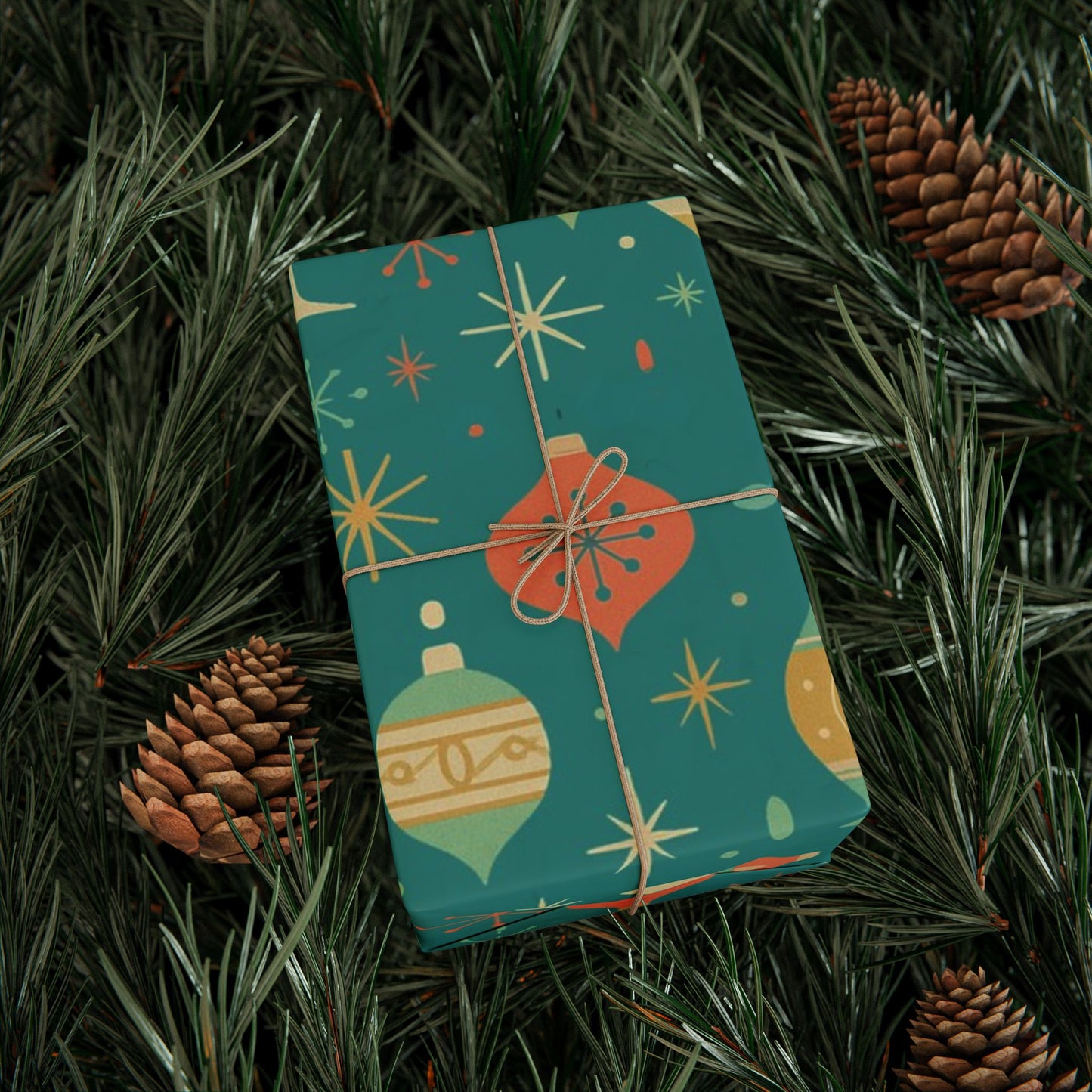 Atomic Christmas Cocktail – Mid-Century Holiday Wrapping Paper, Retro Martini Gift Wrap, 30" Roll (Matte/Gloss)