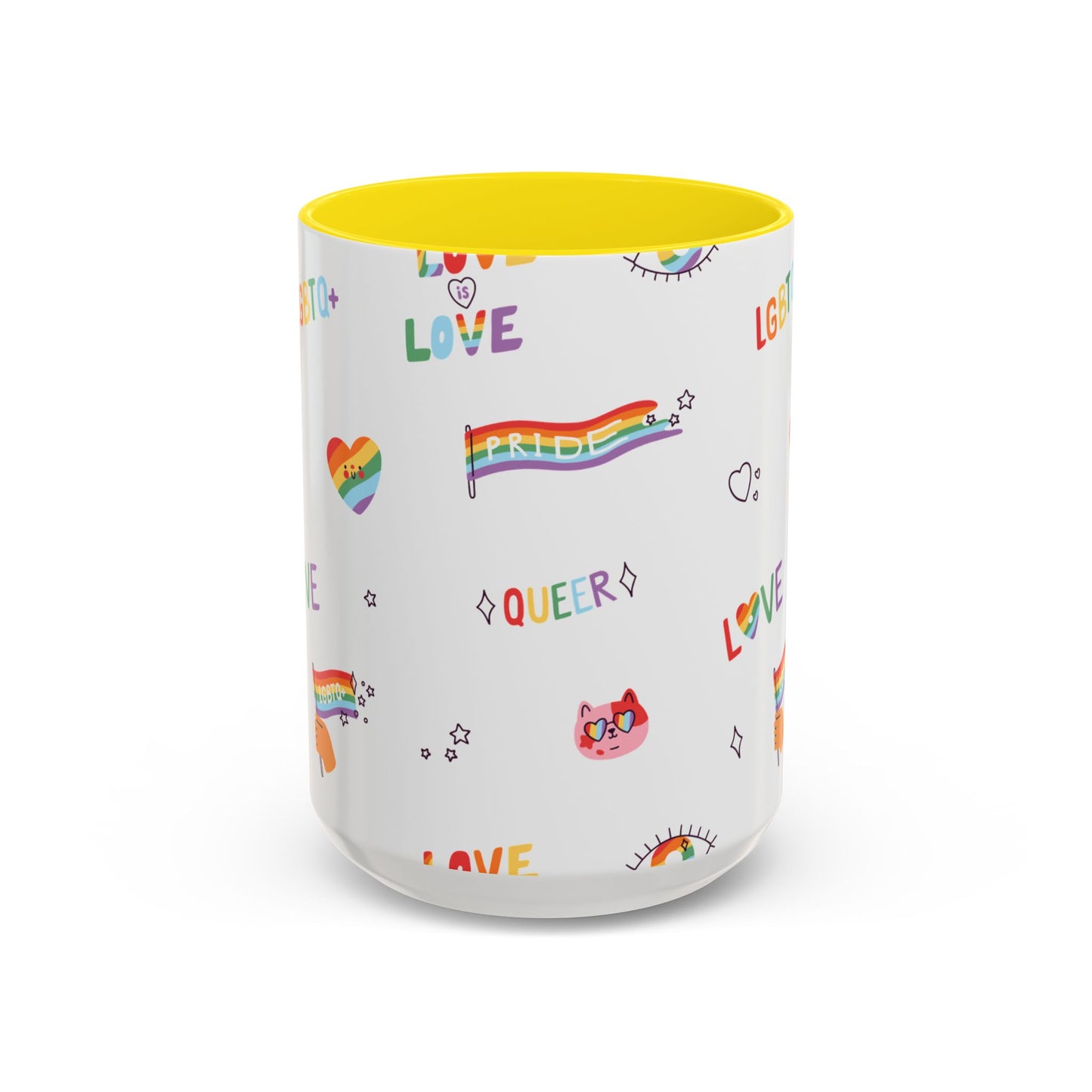 Minimalist Pride Accent Mug | LGBTQ+ Love Ceramic Cup | 11oz & 15oz