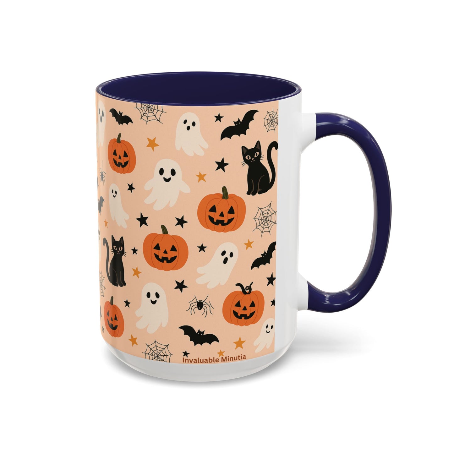 Halloween Color Accent Mug β Ghosts, Pumpkins & Black Cats, Fall Coffee Cup (11oz & 15oz) β Boutique Spooky Season Drinkware