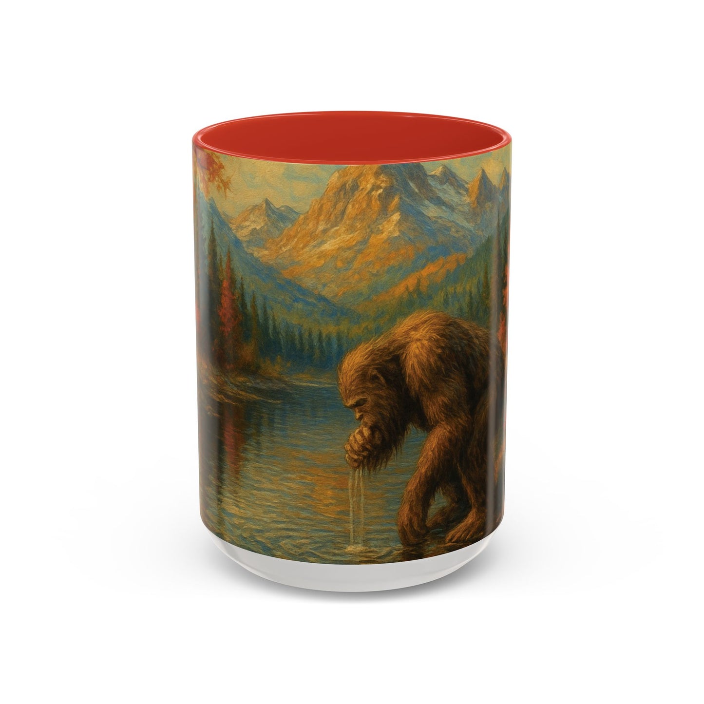 Bigfoot River Scene Mug | Autumn Wilderness Accent Coffee Mug (11oz/15oz)