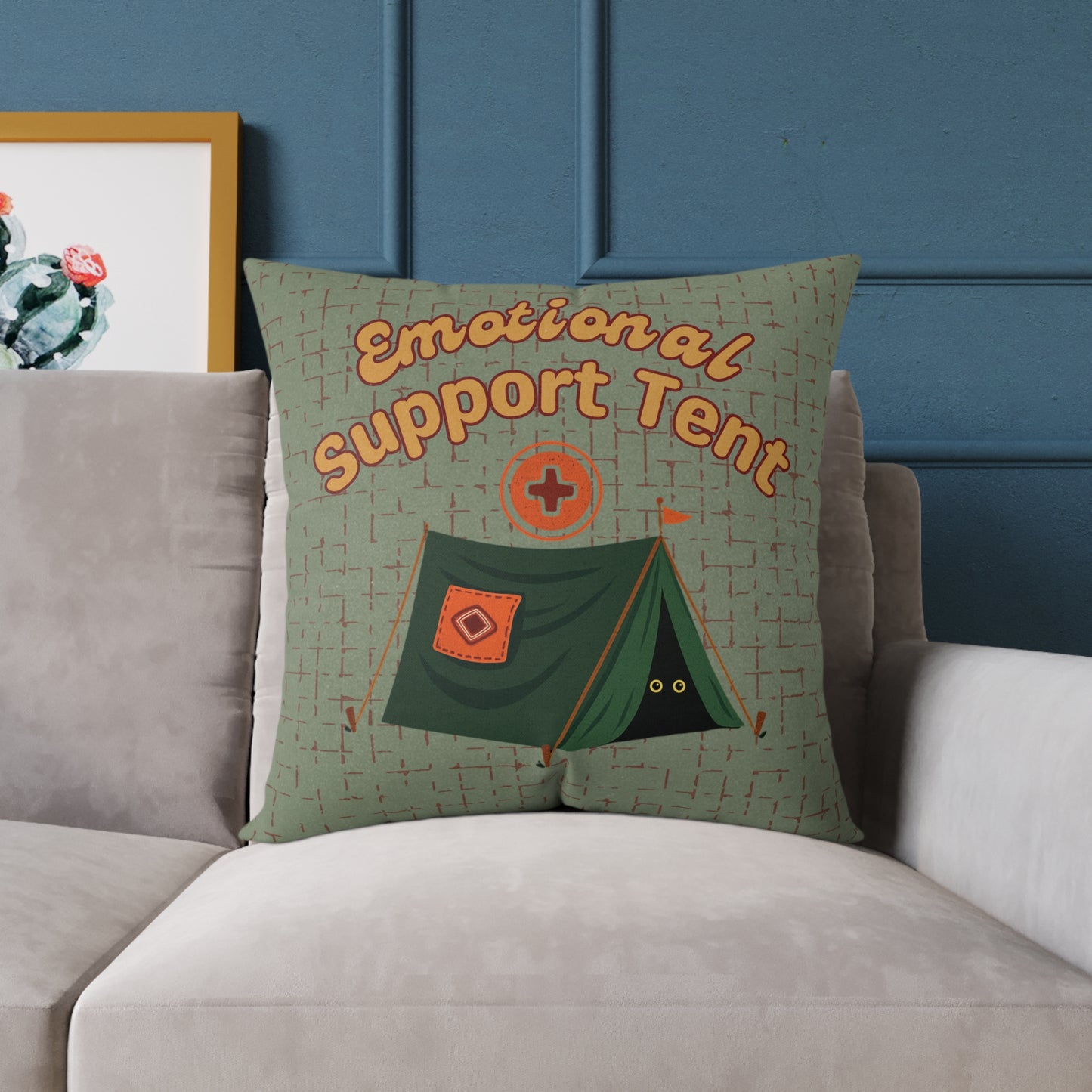 Fun Camping Decor Pillow - Emotional Support Tent β Boutique Canvas Throw Pillow