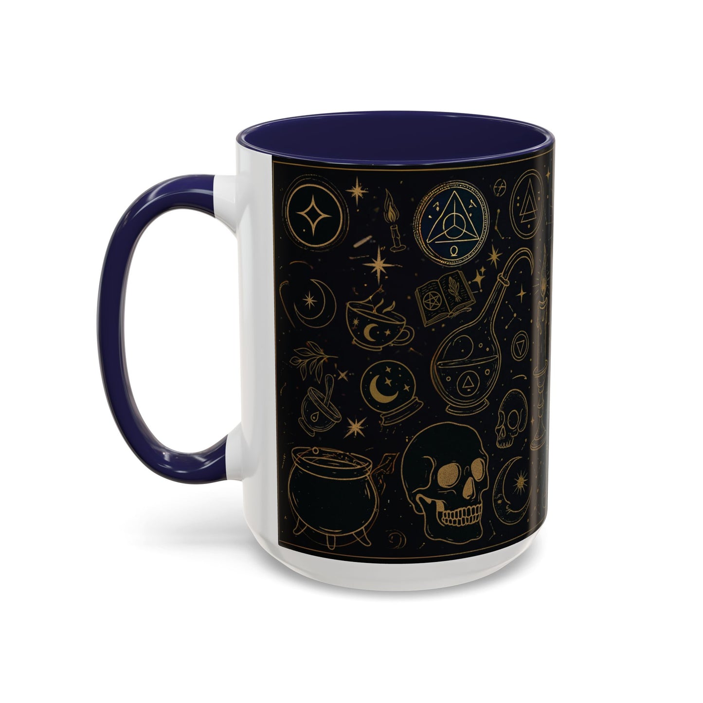 Witchy Aesthetic Coffee Mug โ 15oz Black & Purple Ceramic with Occult Symbols โ Goth Kitchen Decor, Halloween Gift Idea - 11oz/15oz