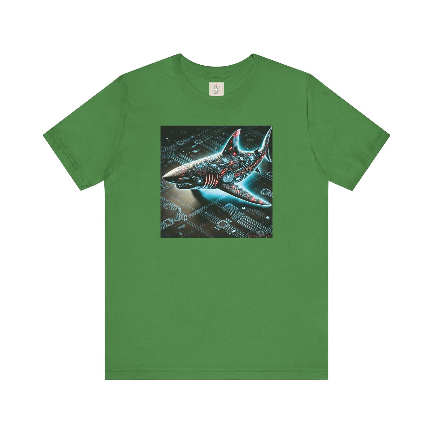 Cyber Shark Unisex Jersey Tee - Futuristic Ocean Design Tech T-Shirt