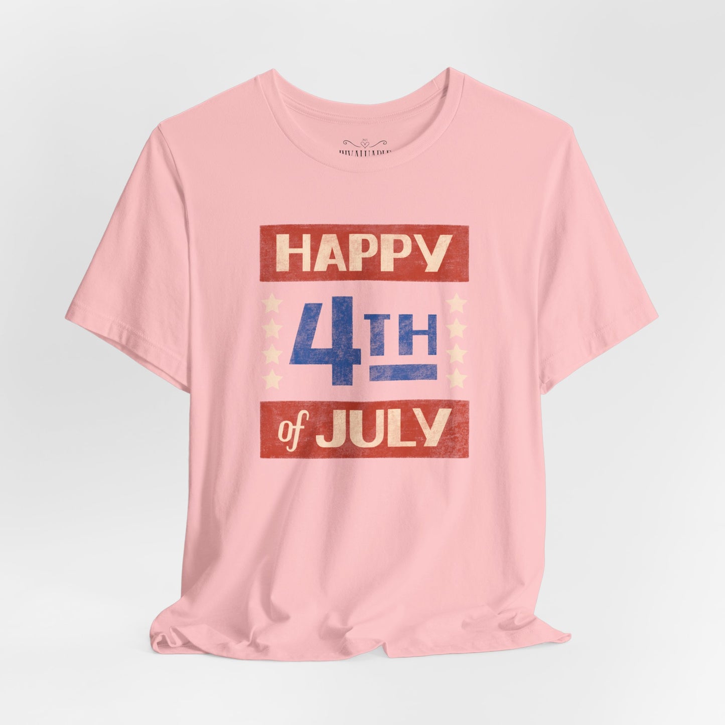 Happy 4th / Land of the Free Tee – Dual-Sided Print – Unisex Bella + Canvas Jersey T-Shirt