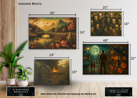 Ghost Poker Night Canvas Print Wall Art – Vintage Nostalgic Halloween Decor