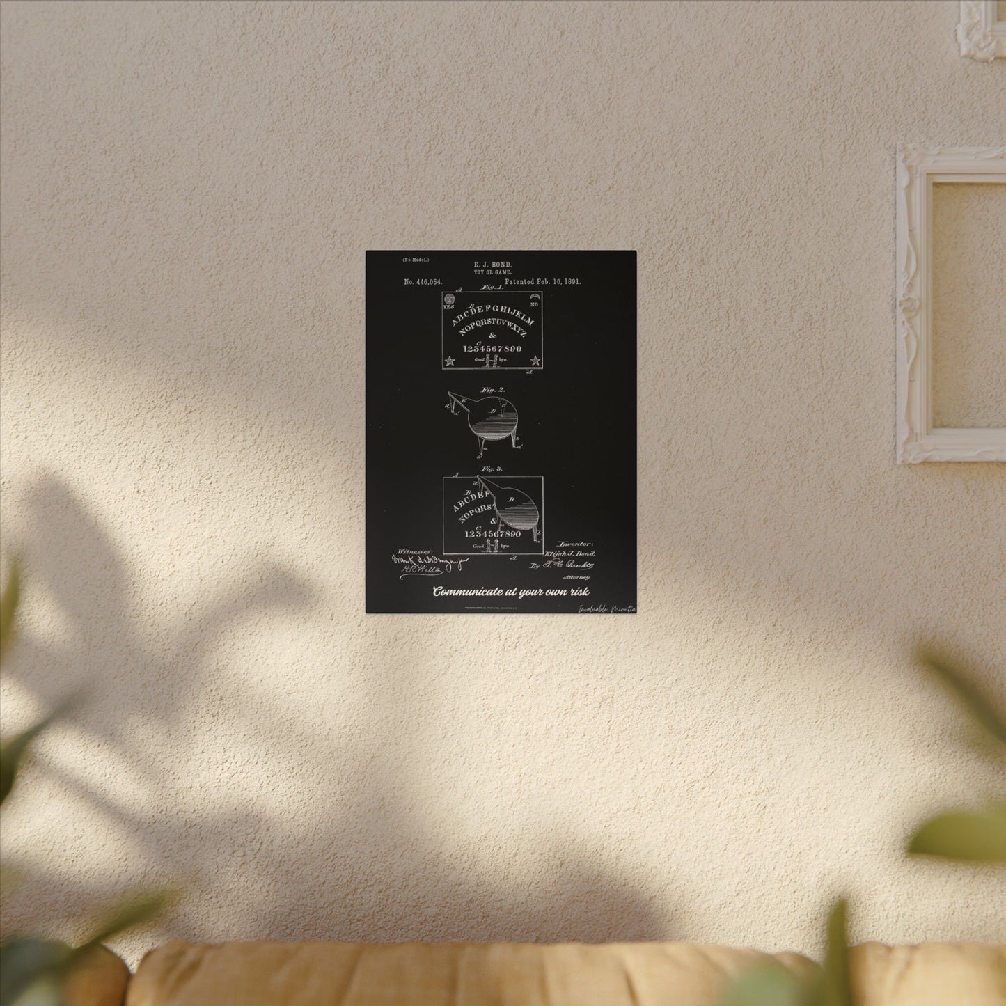 Ouija Board Patent Print (1891) – Gothic Spirit Board Canvas Wall Art