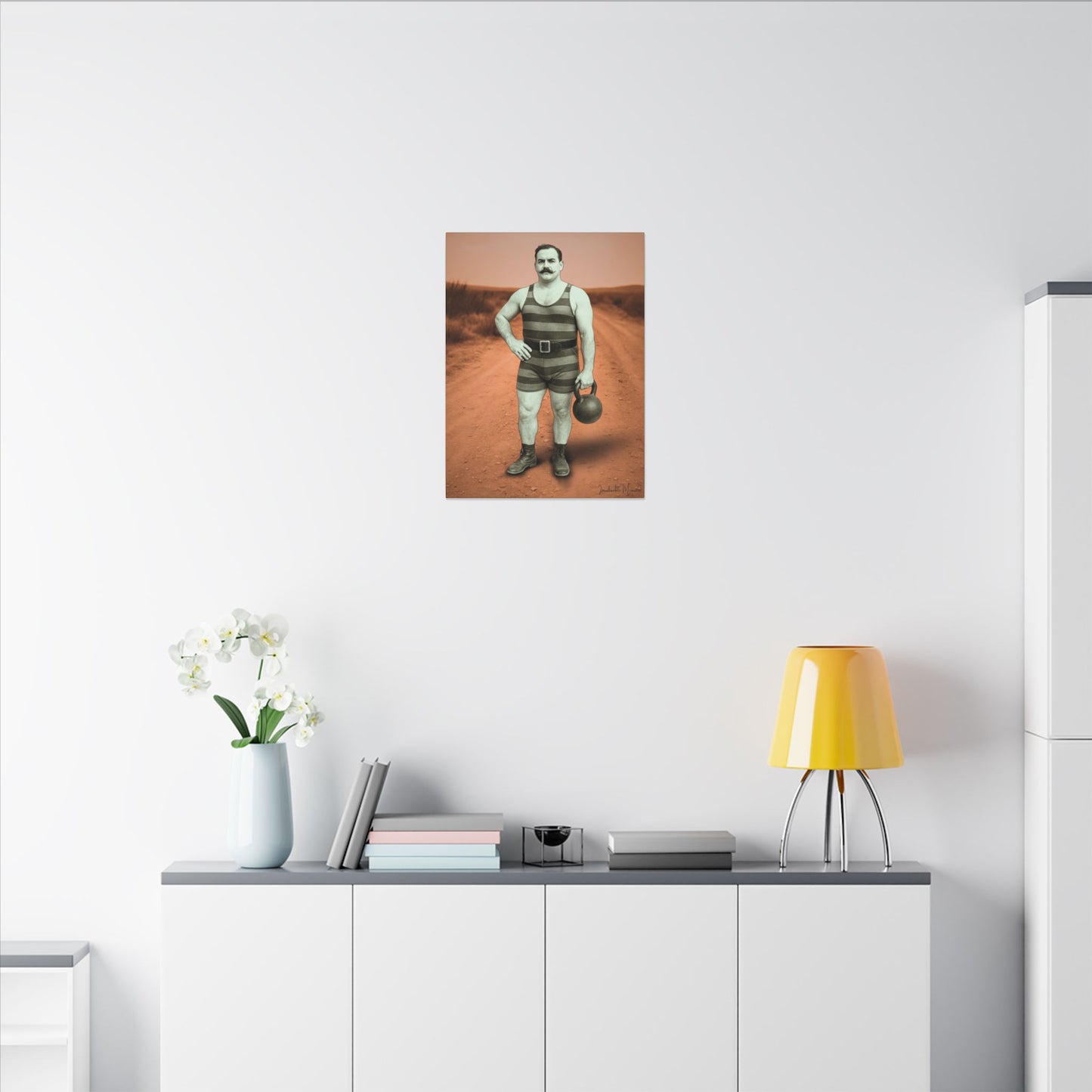 The Strongman – Matte Canvas Print (Gallery-Wrapped) 0.75" – Vintage Circus-Inspired Canvas Wall Art
