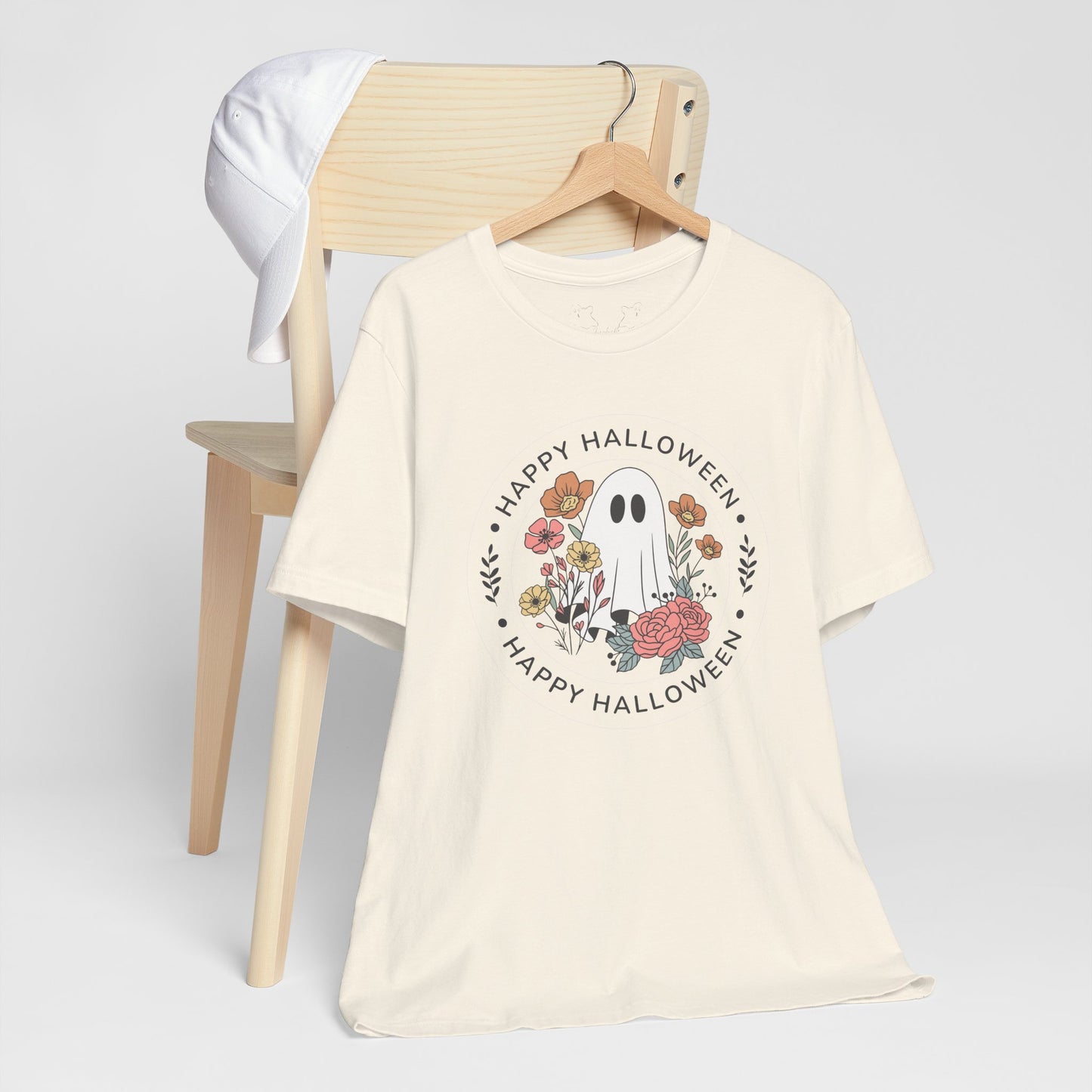 Happy Halloween Floral Ghost Tee – Bella+Canvas 3001